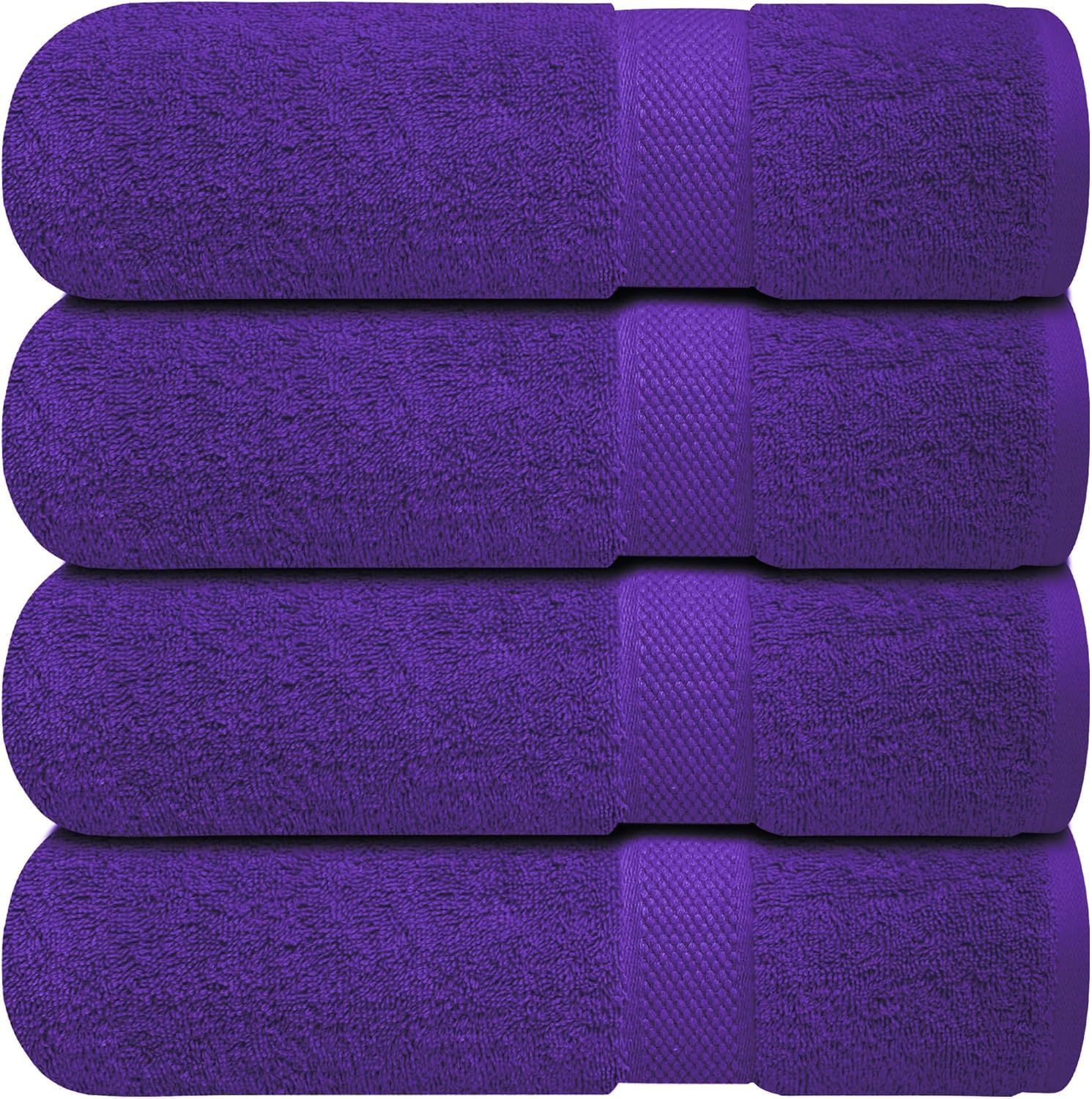 Infinitee Xclusives Bath Towels Set of 4 (70x140 cm) - 100% Cotton, Super Absorbent, Quick-Dry Towels for Bathroom, Spa, Gym & Hotel |Profound Purple|