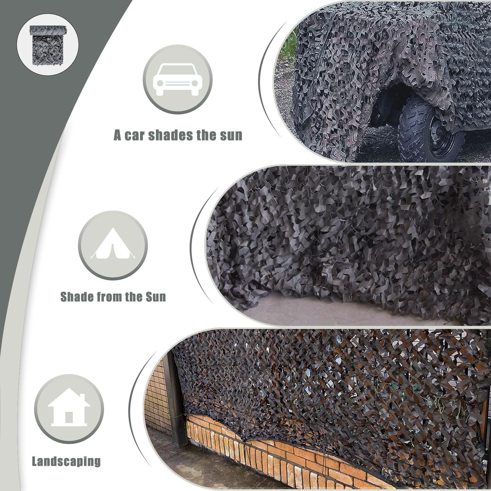tarnnetz grau 3x3m(9.8x9.8ft),Gartendekoration Tarnung Net,Sonnenschutz,Sichtschutz,Jagd Camouflage Netz,Für Tarndekoration,Thema Party Dekoration,Terrassen-Sonnenschutz,Outdoor-Camping