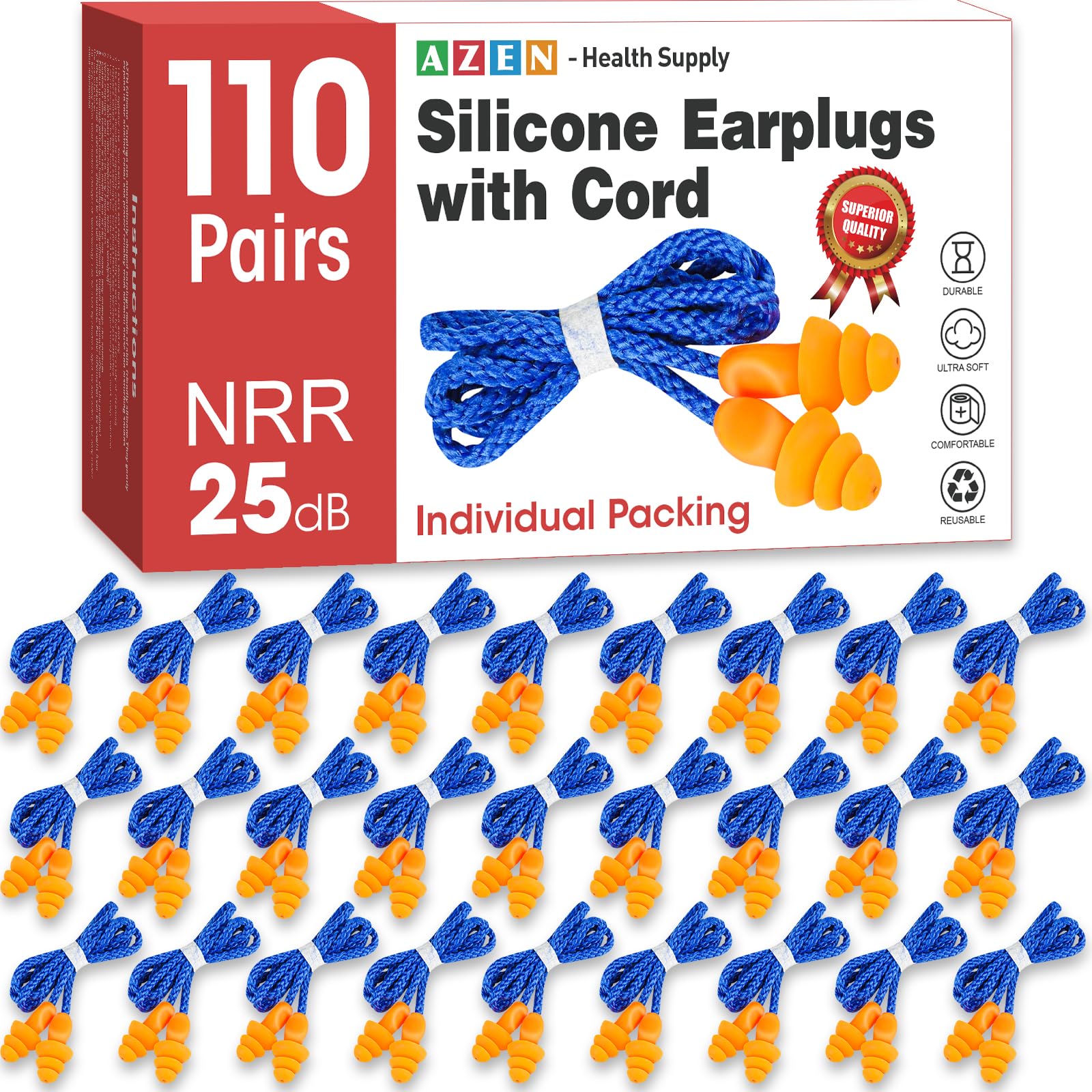 110 pares de tapones de silicona para los oídos, para dormir, roncar, nadar, viajar y estudiar