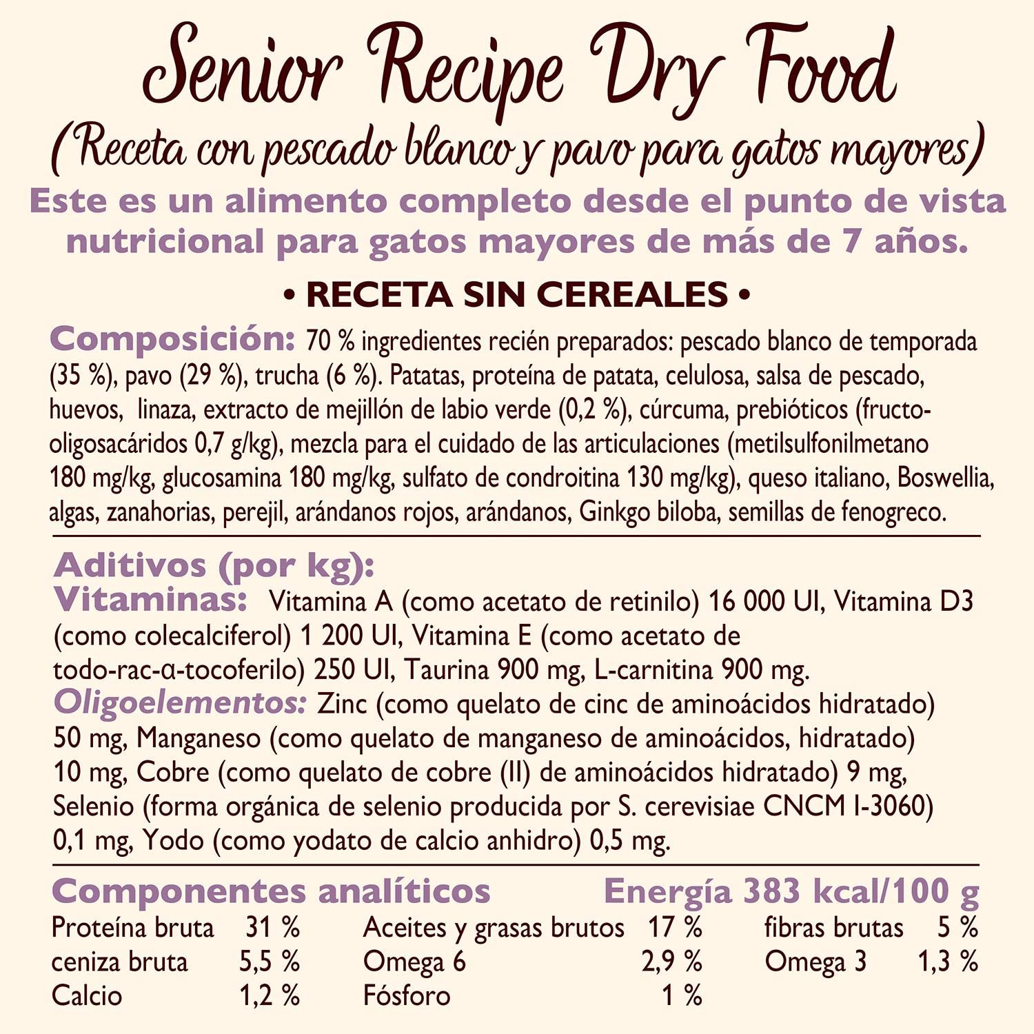 Lily's Kitchen Elaborado con ingredientes naturales alimento seco para gatos mayores pescado blanco con pavo y trucha receta sin cereales 4 x 800g