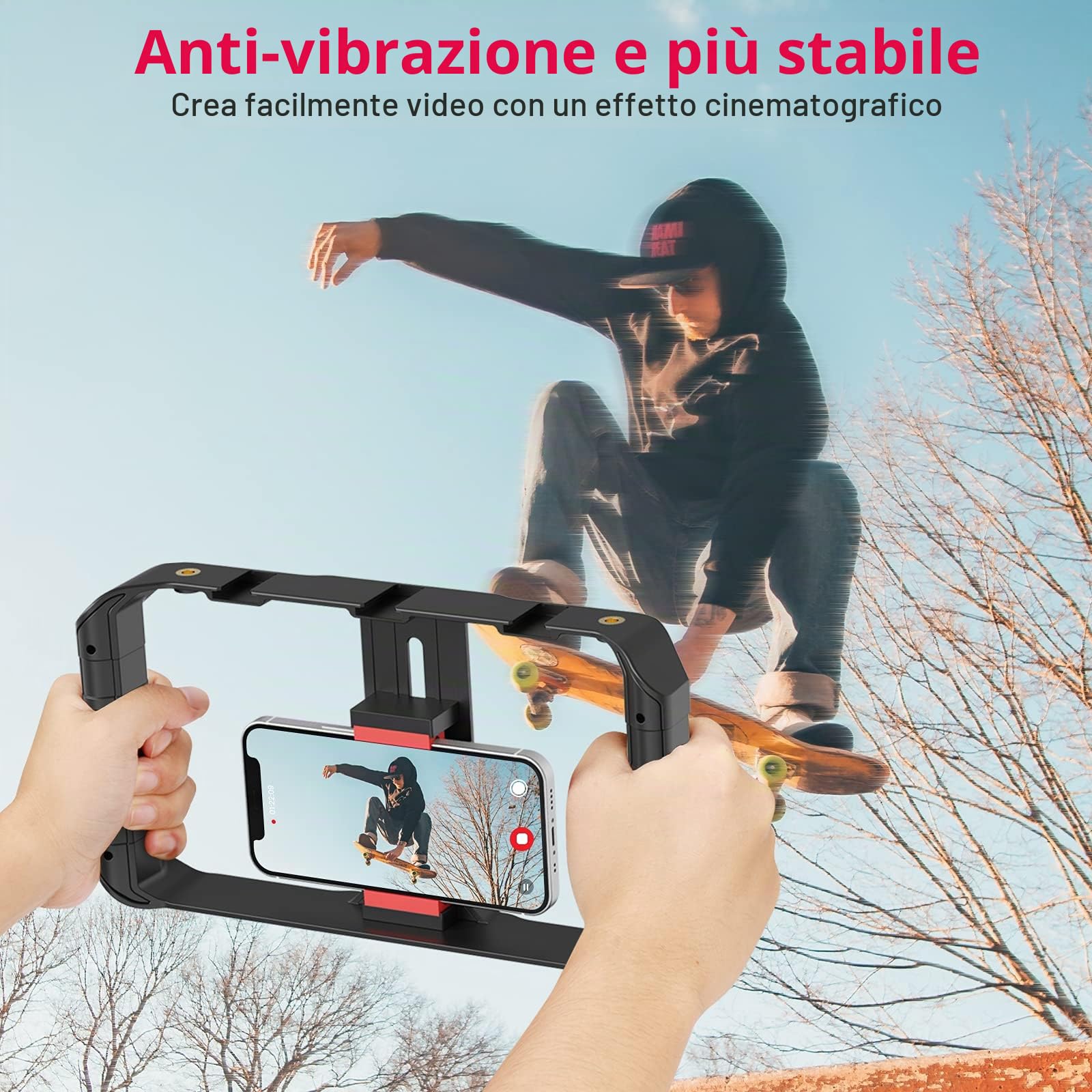 ULANZI U-Rig Pro Smartphone Video Rig, Stabilizzatori Video e Supporti per Smartphone con 3 Cold Mount, Gimbal per Vlogging con Impugnatura Regolabile per iPhone/Galaxy/Huaiwei/Xiaomi Vlog Youtuber