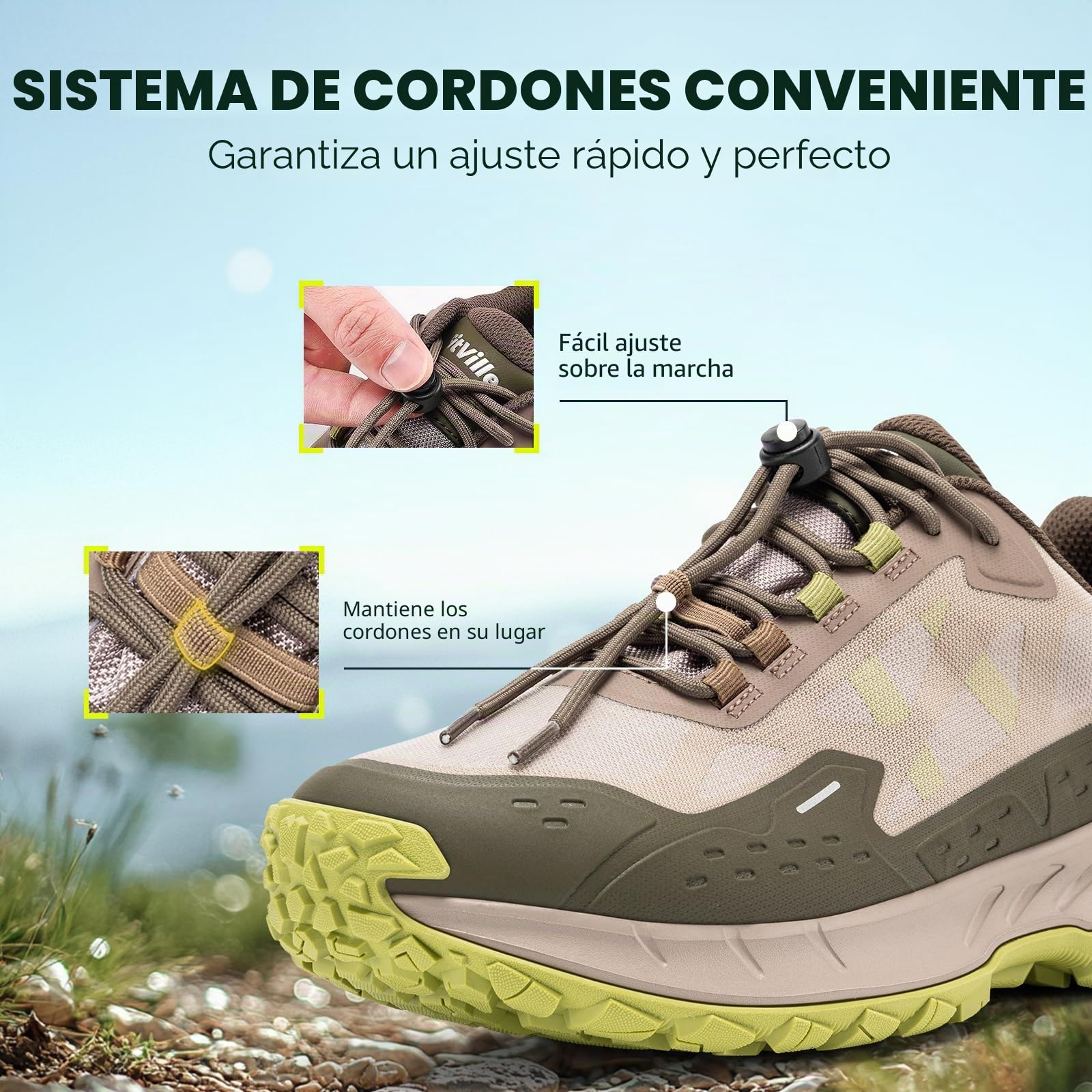 FitVille Extra Anchos Zapatillas de Senderismo Hombre Impermeables Antideslizantes Zapatos de Trekking de Montaña Calzado Deportivo para Caminar y Exteriores