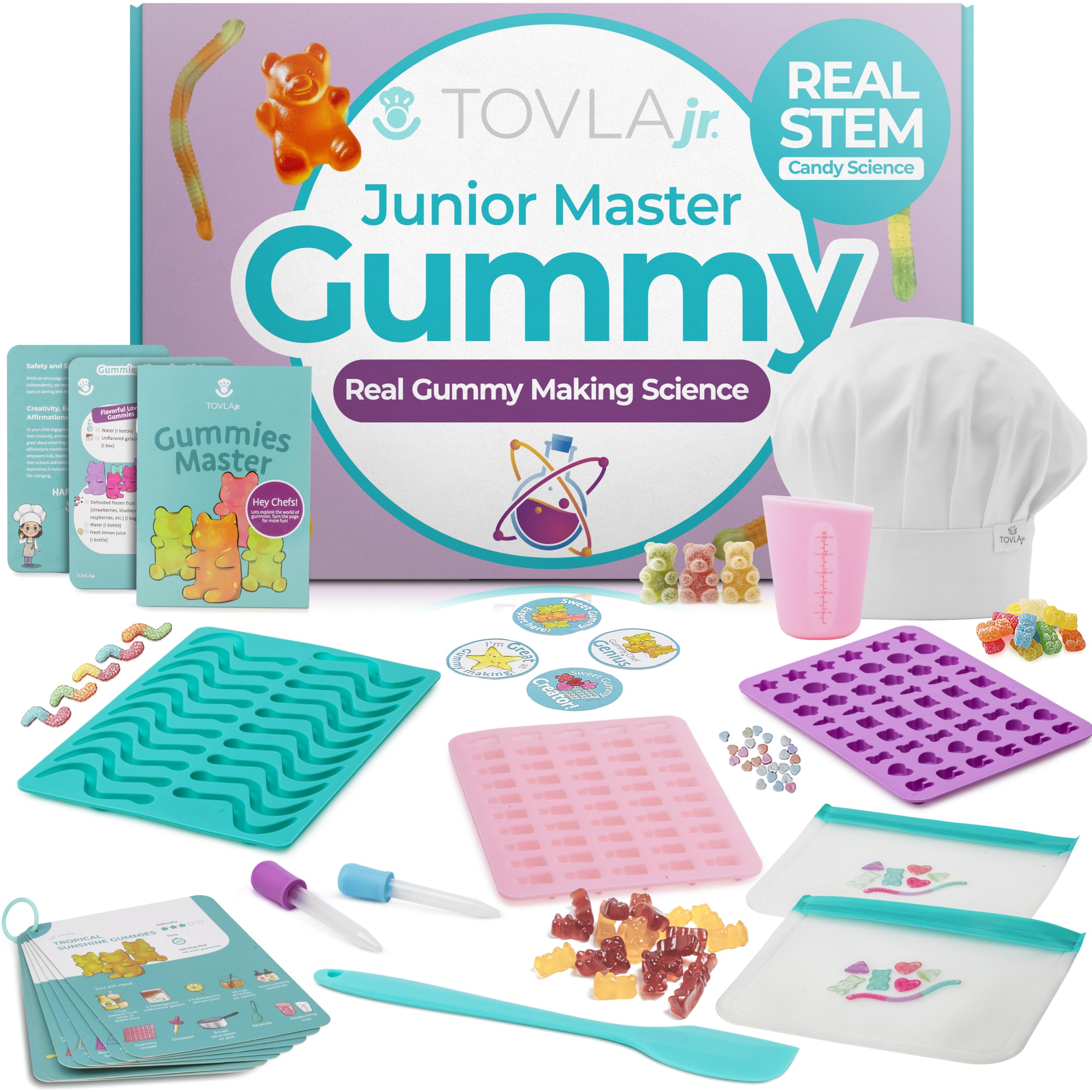 Tovla Jr. Ultimate Gummy-Making Kit for Kids – Real Fun DIY Candy Kit, STEM Activity for Ages 4+, Visual Learning Gummy Molds & Tools
