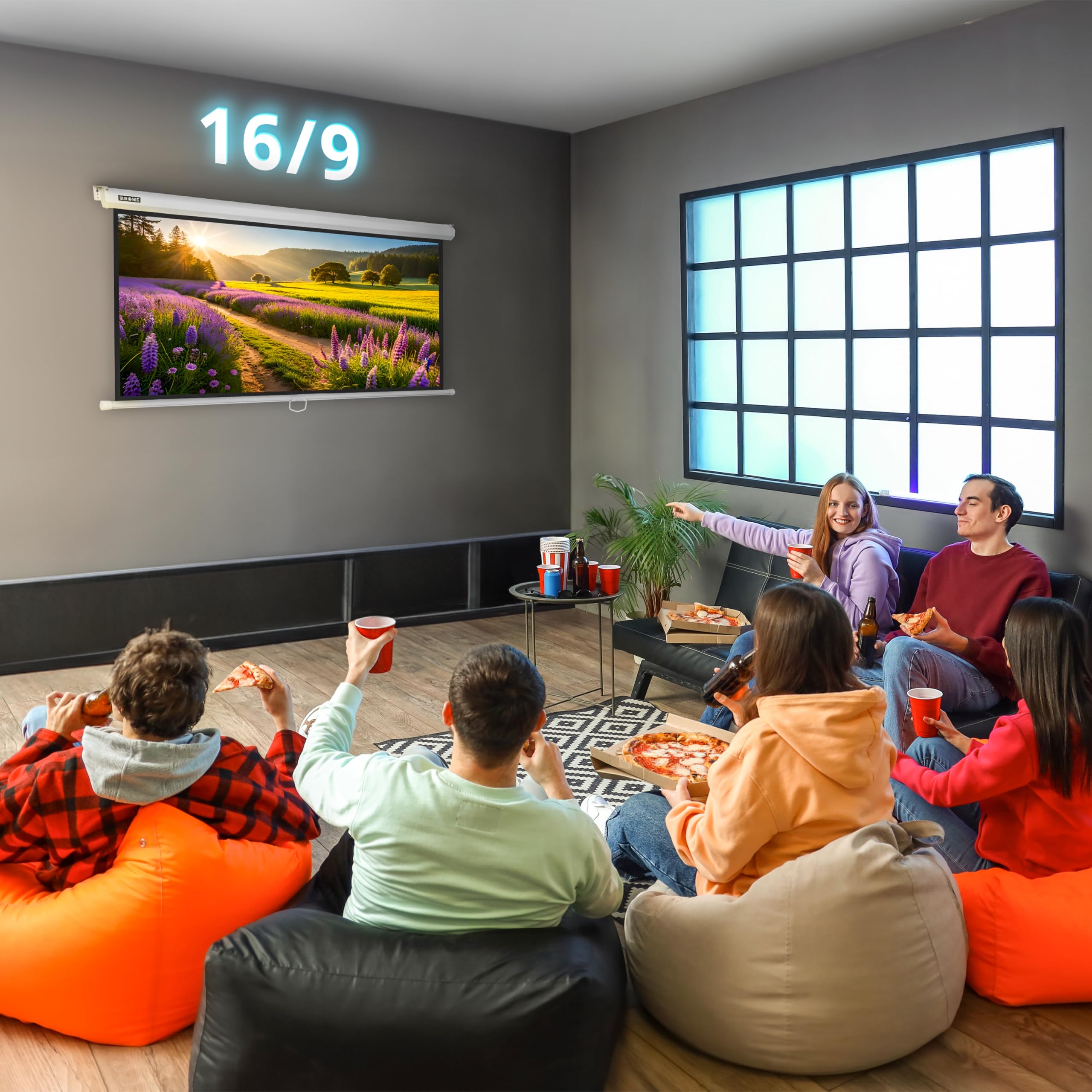 Duronic MPS70 16:9 Telo Proiettore 70 pollici | Schermo per proiettore, Telo da proiezione interno esterno, Home theater cinema Full HD 3D 4K