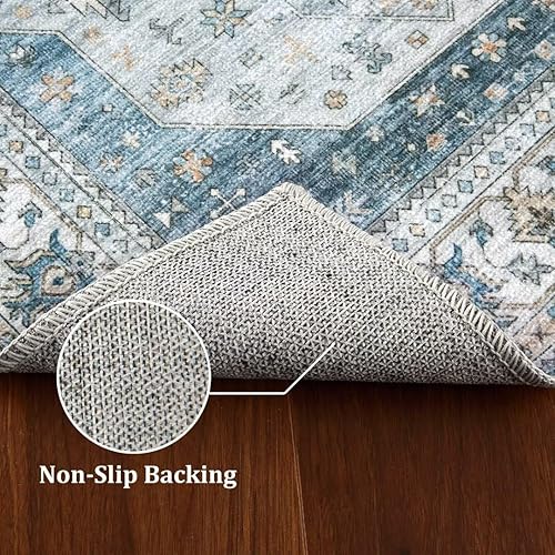 Miniatura 6 de GlowSol Alfombra de área de 8 x 10 pies, medallón floral, estilo vintage, para interiores, no se desprende, antideslizante, alfombra bohemia para