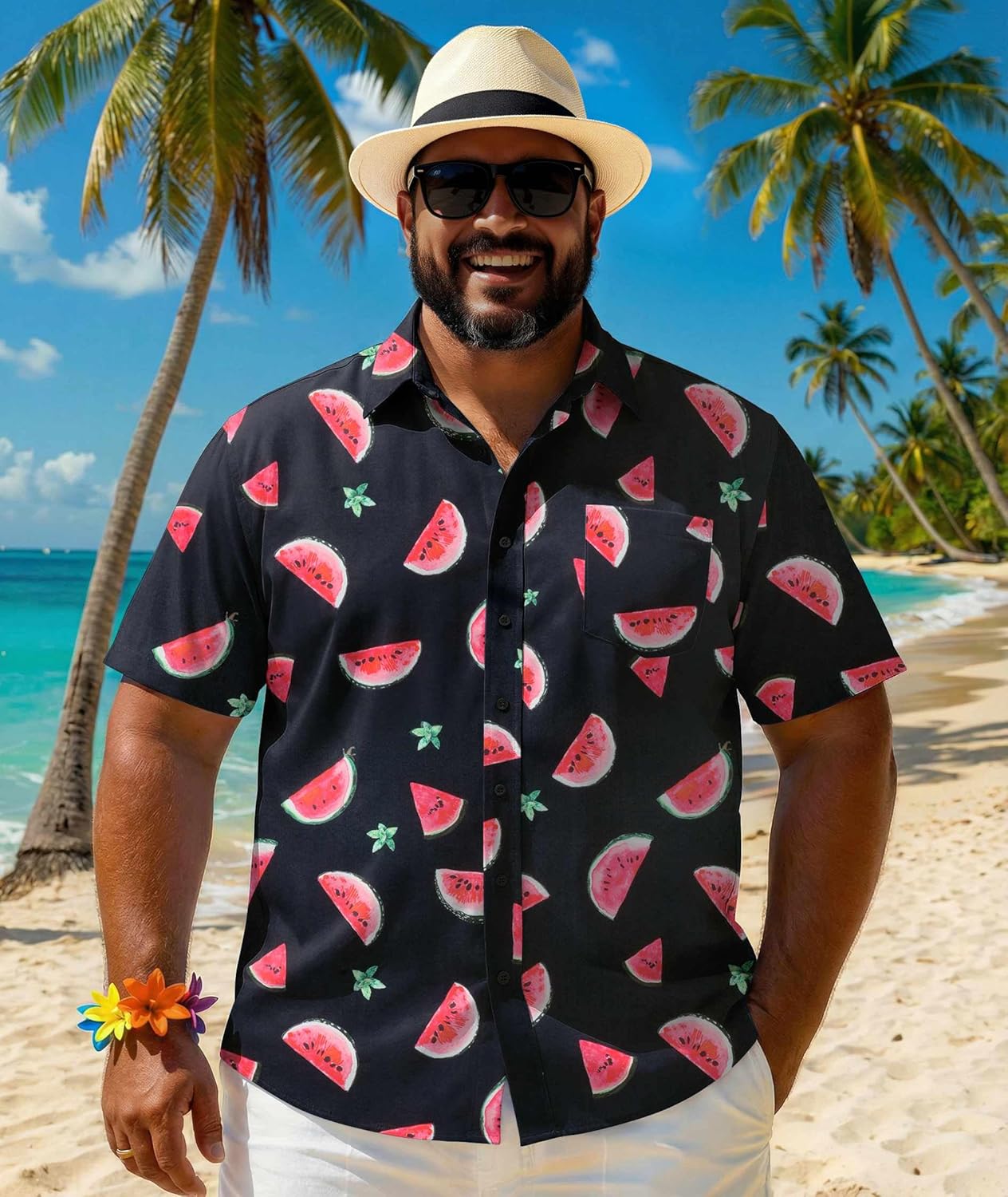 COOFANDY Big and Tall Men's Hawaiian Shirts Short Sleeve Tropical Floral Button Down Shirt Casual Summer Beach Shirts - Image 4