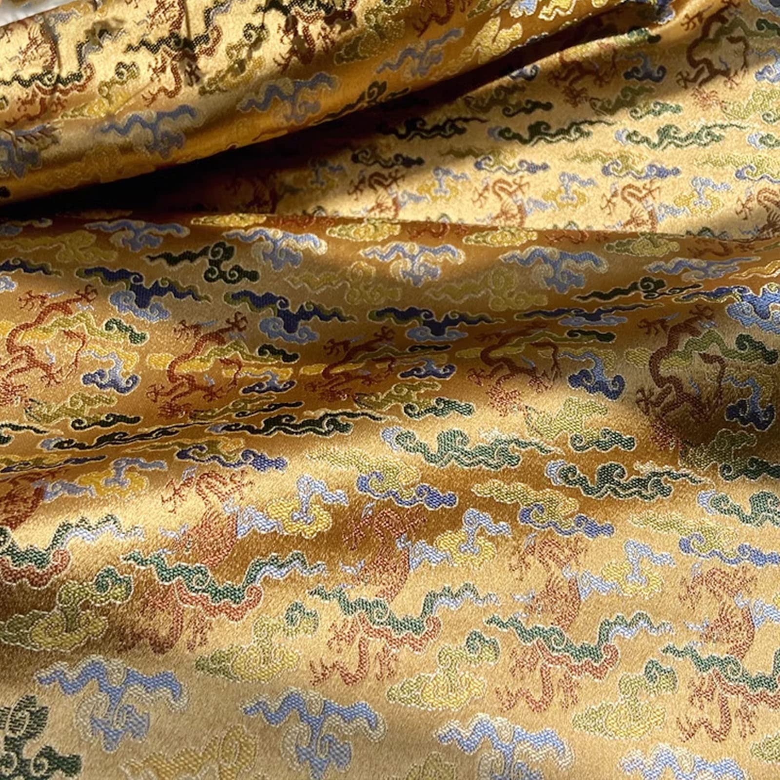 Tissu brocart rouge dragon pour sac de rangement de théière et boîte de tasse à thé