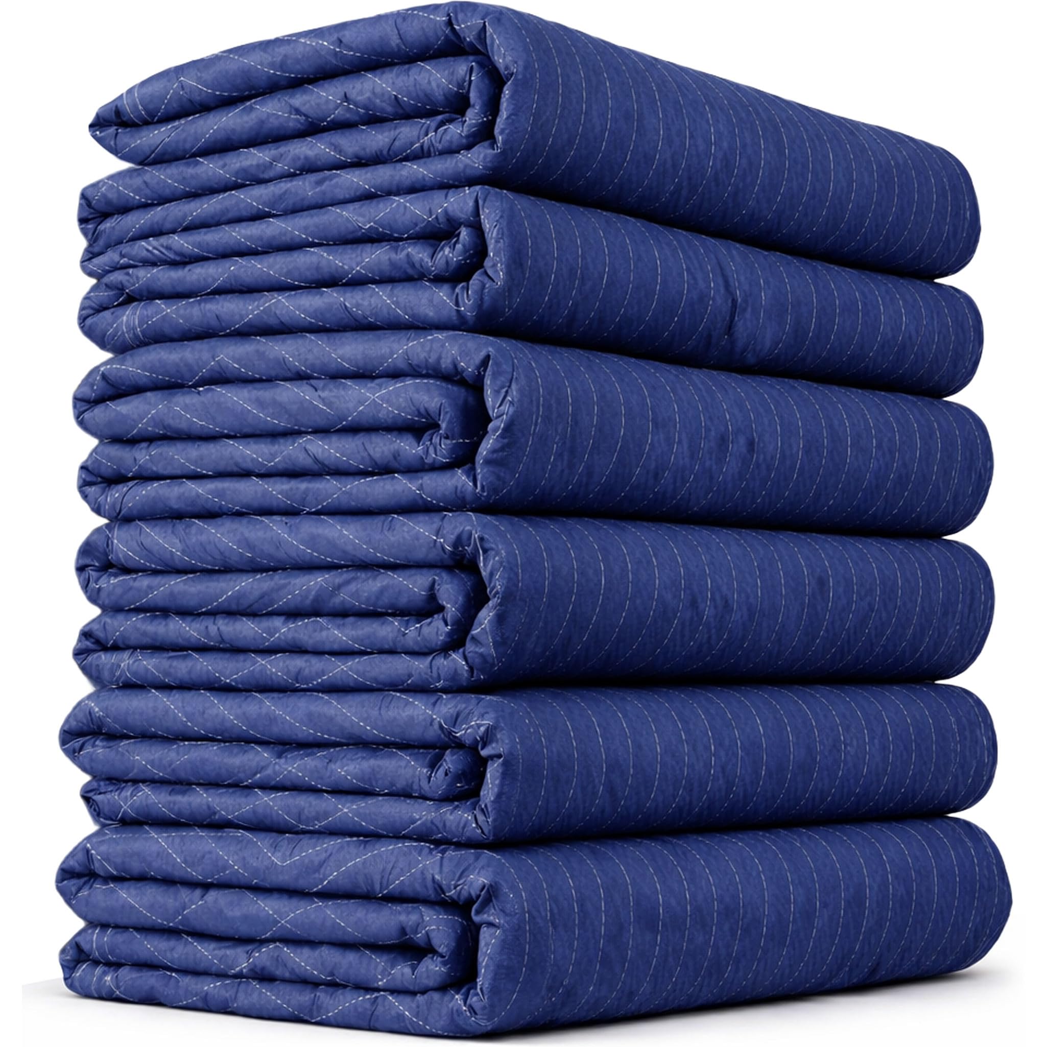 US Cargo Control Moving Blankets Heavy Duty 72"x80" 6-Pack (43 lbs/doz), Packing Blankets for Moving Furniture, Shipping, and Storage, Lightweight Quilted Furniture Pads, Tough Blue Polyester