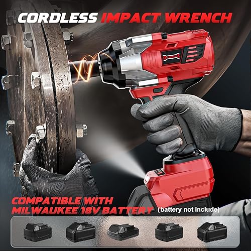 Miniatura 3 de Llave de impacto inalámbrica de 1/2" Compatible con batería Milwaukee de 18V, controlador de impacto de alto par de 1000 pies-libra (1360 N.m),