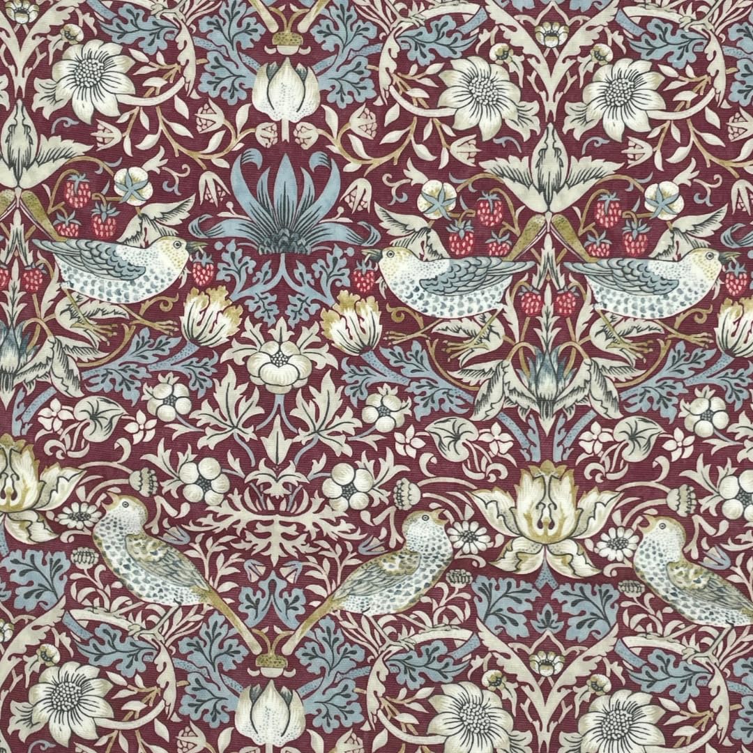 Jolee Tablecloths Strawberry Thief In Red Oilcloth Pvc Table Cloth - William Morris Oilcloth, Strawberry Thief & Willow Bough Matte Finish Wipe Clean Table Cloth (, 132Cm X 250Cm Rectangle)