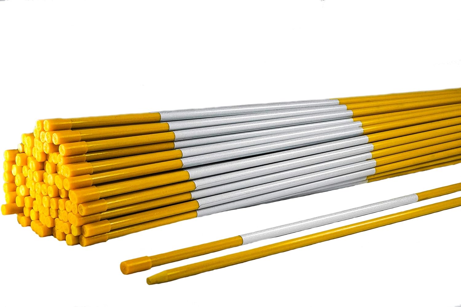 4ft Yellow Driveway Markers - Hy Viz Reflective Tape, Pointed Tip, Armor Cap, Easy Install, Flexible (20)