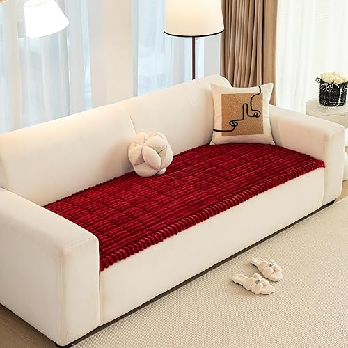 Miniatura 46 de Funda de sofá de felpa de piel sintética para perro, funda de sofá mullida y antideslizante con rayas 3D, manta para mascotas, sofá, protector de