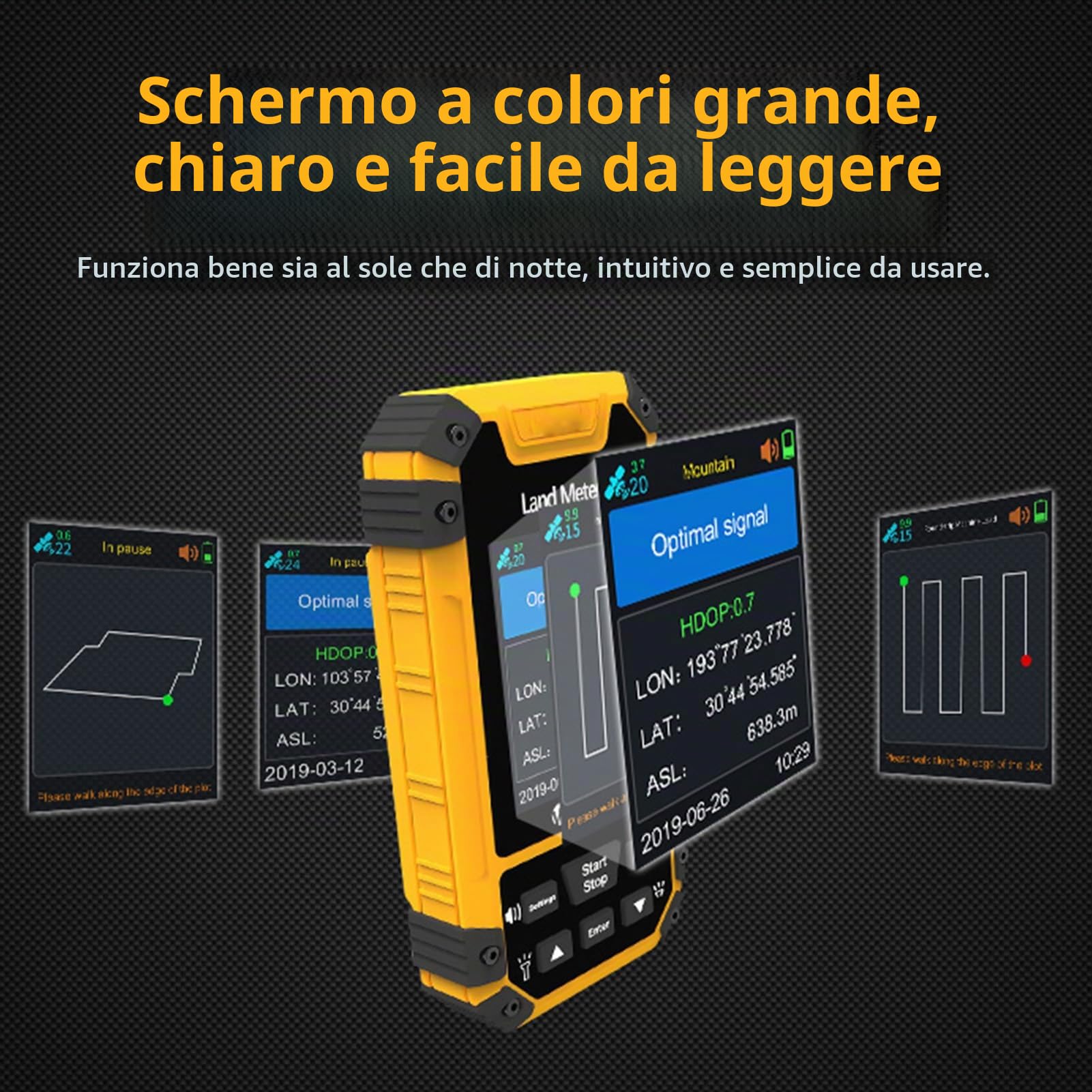 Strumento Rilevamento Terreno GPS 2.4" con Display a Colori per Topografia e Misurazioni Professionali