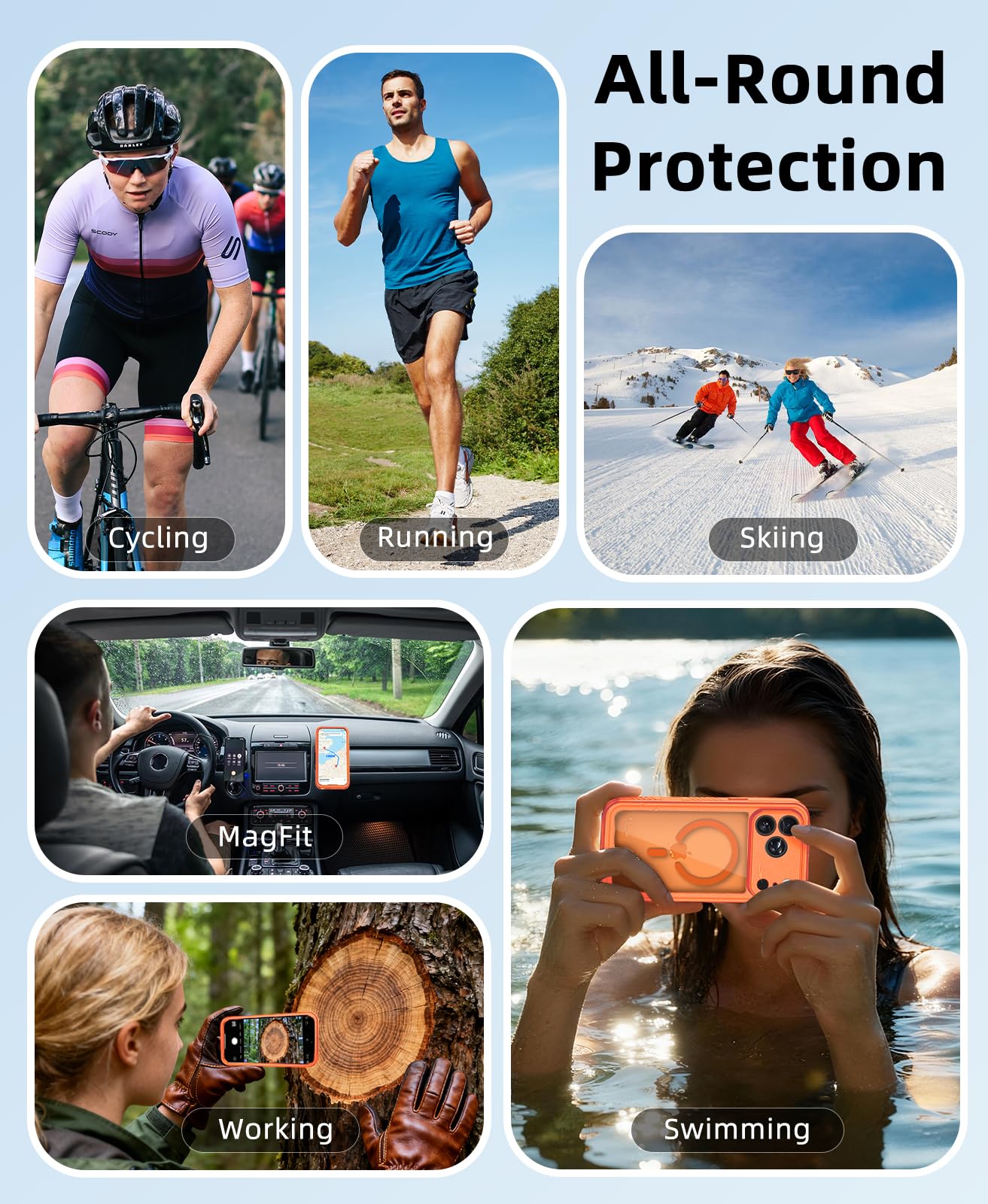 Beeasy Cover per iPhone 17 Pro Impermeabile IP68 con MagSafe, 360 Militare Antiurto Indistruttibile Resistente Doppia Protezione Custodia, Antipolvere Subacquea Waterproof Case, 6.3", Arancione