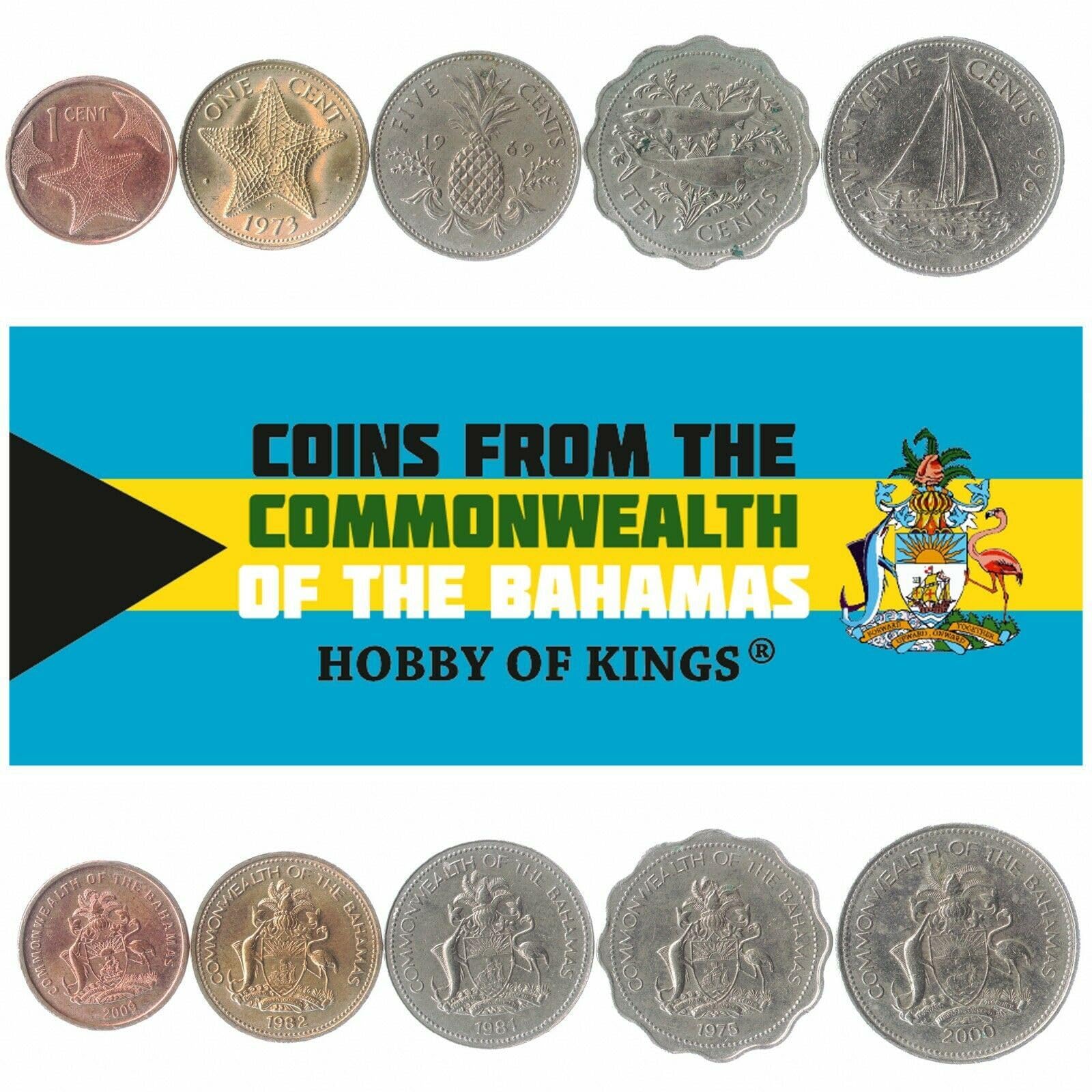 Bahamas 5 Mixed Coins, Bahamas (4 Coins)