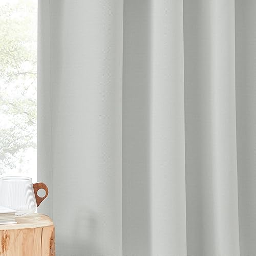 Miniatura 7 de NICETOWN Cortinas de lino sintético 100% opacas para dormitorio, plisadas, bloqueo de calor, térmicas, reducen el ruido, 50 pulgadas de ancho x 90