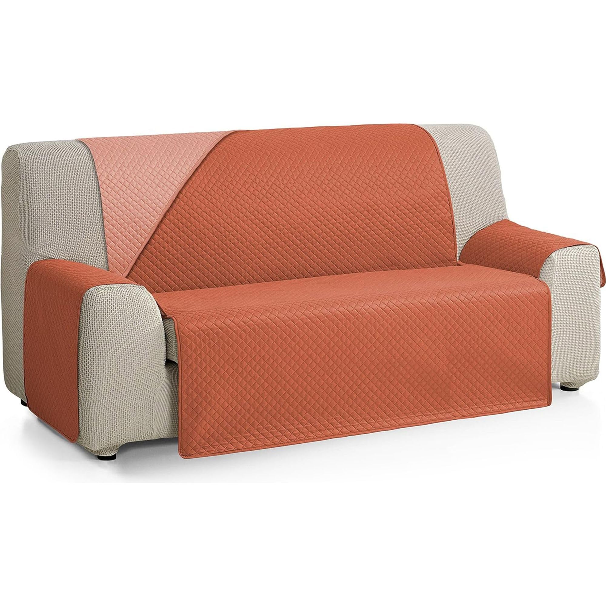 ECOMMERC3 Sofaüberwurf für 3-Sitzer Koralle