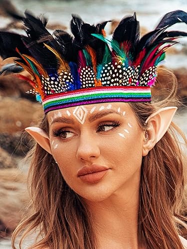 Miniatura 6 de Diadema de plumas, tocado indio, tocado de corona, tocado de carnaval, accesorios para el cabello para mujer