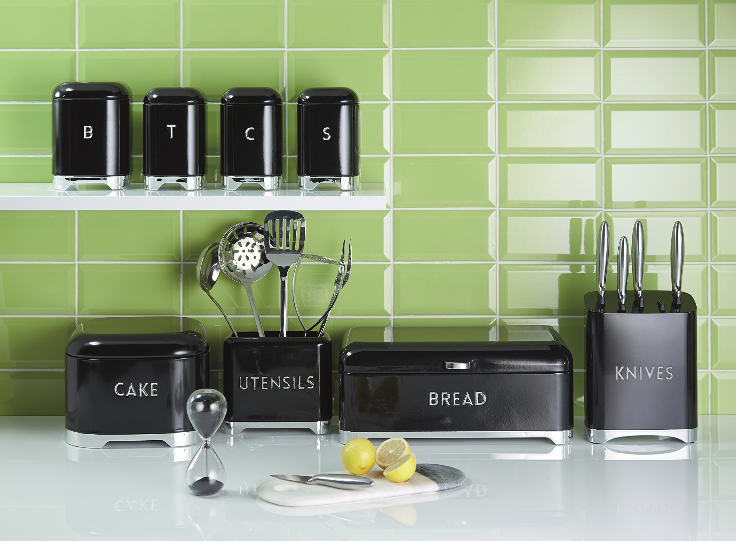 KitchenCraft Lovello Luftdichte Kuchen Aufbewahrungsbox, Vorratsdose für Kuchen, Torten, Cup Cages und mehr, Boxen Aufbewahrung mit Deckel, Mitternacht Schwarz, Metall, 26 x 26 x 20 cm