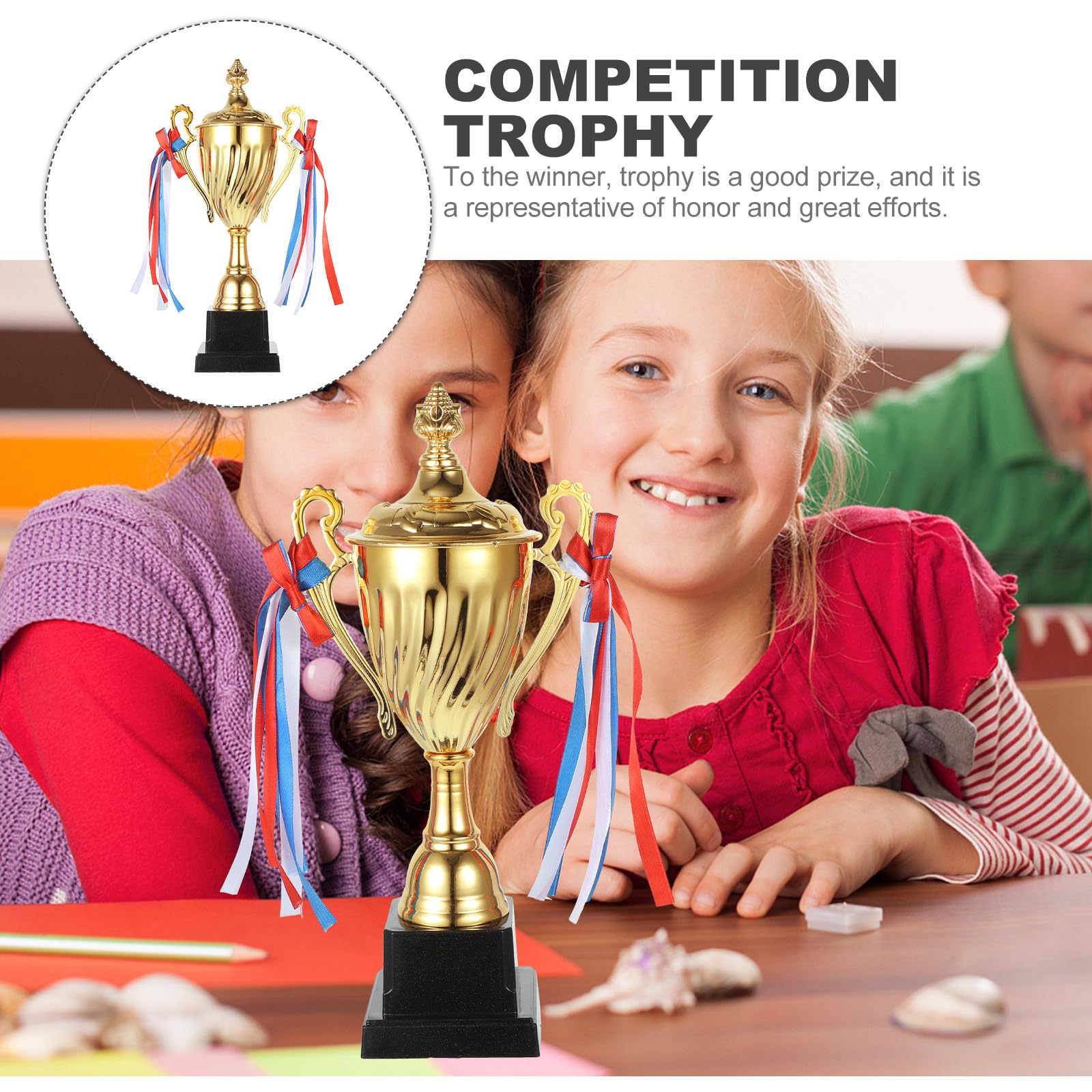 Trofeo para Escolares Base de Plástico Adecuado para Metálico Dorado Grande Competiciones Deportivas y de Premiación
