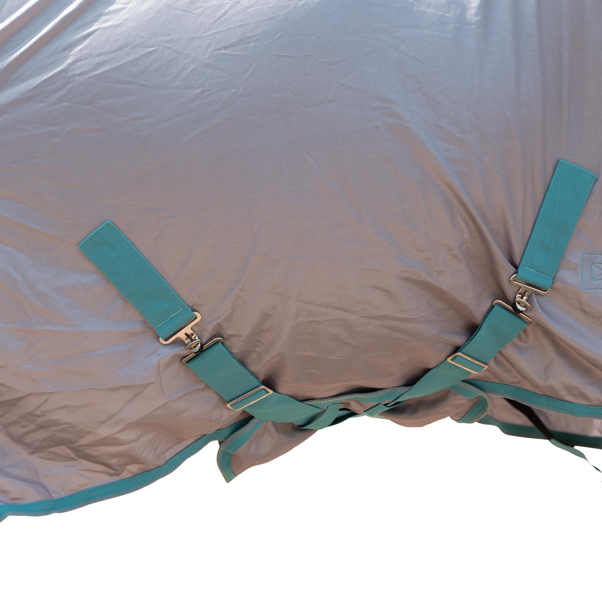 Fliegendecke Pferde mit Halsteil – atmungsaktive Sommerdecke mit UV-Schutz, Scheuerschutz, Gray 120 cm