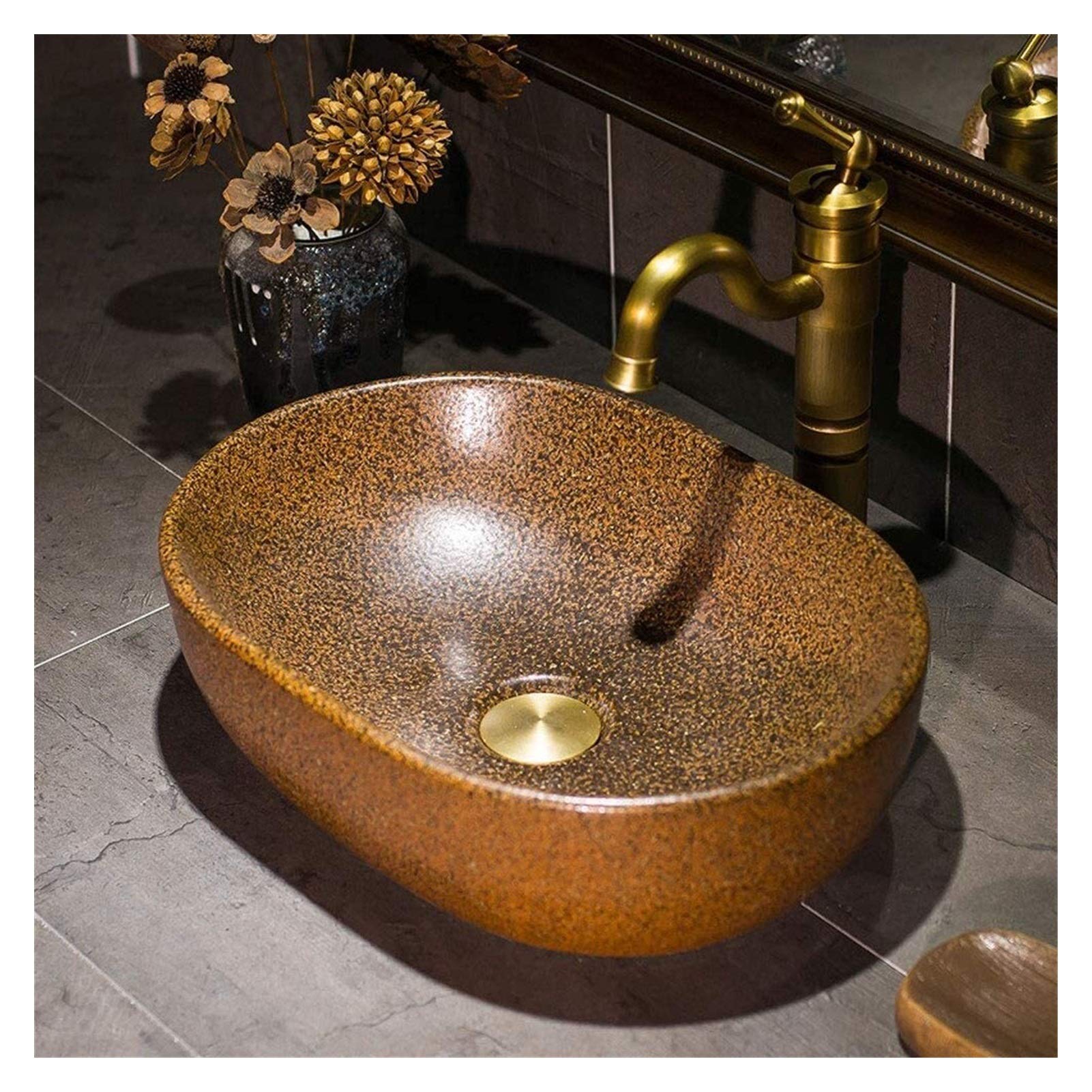 Grddbza One Color Bathroom Vessel Sink Above Counter Hotel Art Sink American Modern Cloakroom Countertop Porcelain Vessel Sink For Lavatory Vanity Cabinet