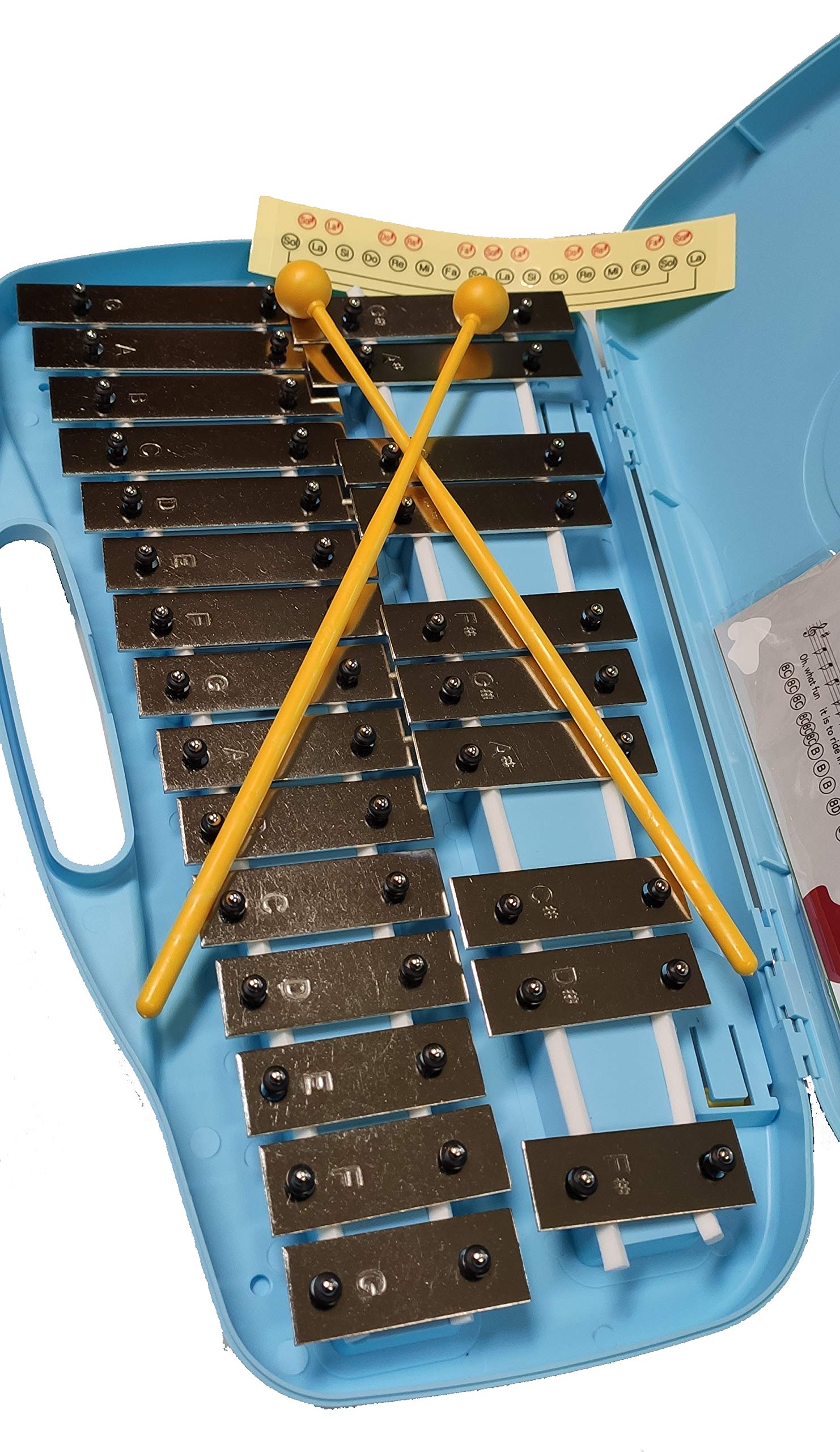 CARRILLON CROMATICO 25 NOTAS PLATEADAS UKAM mod.RA250S, Incluye 2 baquetas,Estuche Reforzado Azul. (Plateado)