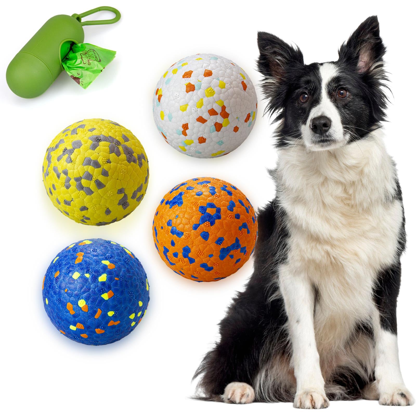 4-Pack Super Bouncy Dog Balls Lightweight Safe Wont Hurt Dogs Indestructible Tennis Balls for Aggressive Chewers Durable Floating