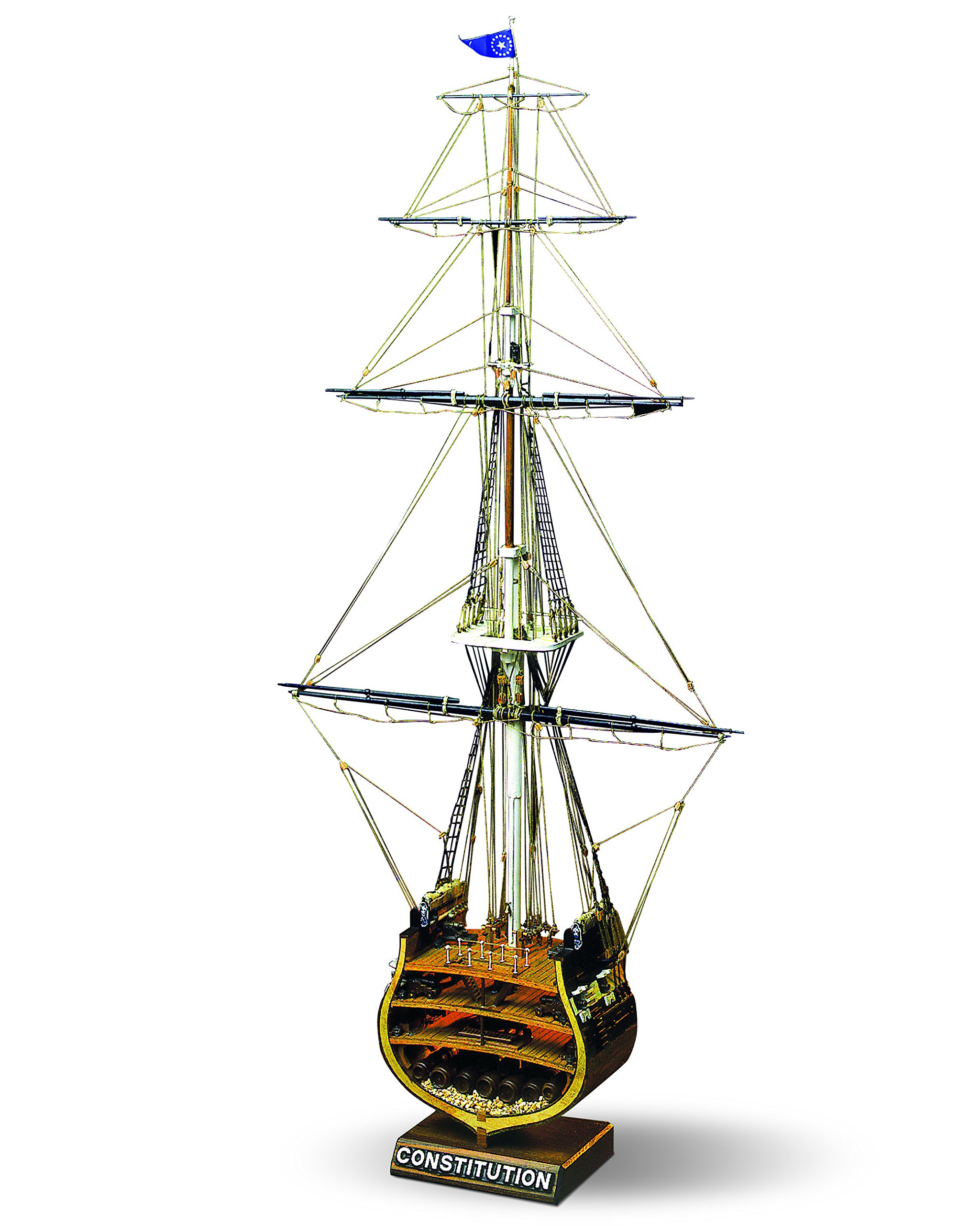 Mamoli MV32 - USS Constitution Section - Wood Plank-On-Frame Model Ship Kit - Scale: 1/93 Width: 320 mm (13"), Height: 667mm (26")