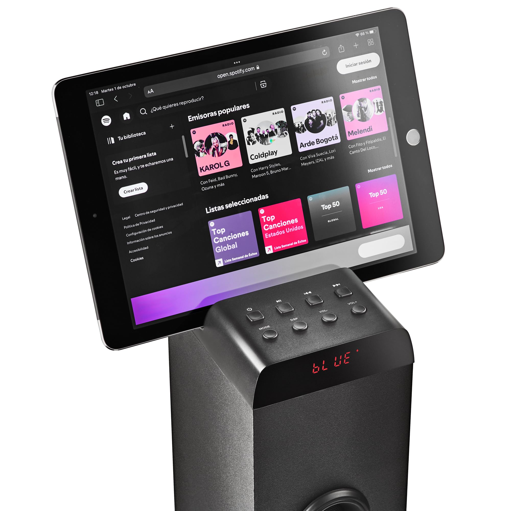 NGS Sky Charm Pro - Tour de Son 50 W avec Bluetooth 5.4, entrée Optique, USB, Entrée Auxiliaire, Radio FM, Fonction de Diffusion, Entrée Microphone Karaoké, Télécommande, Noir