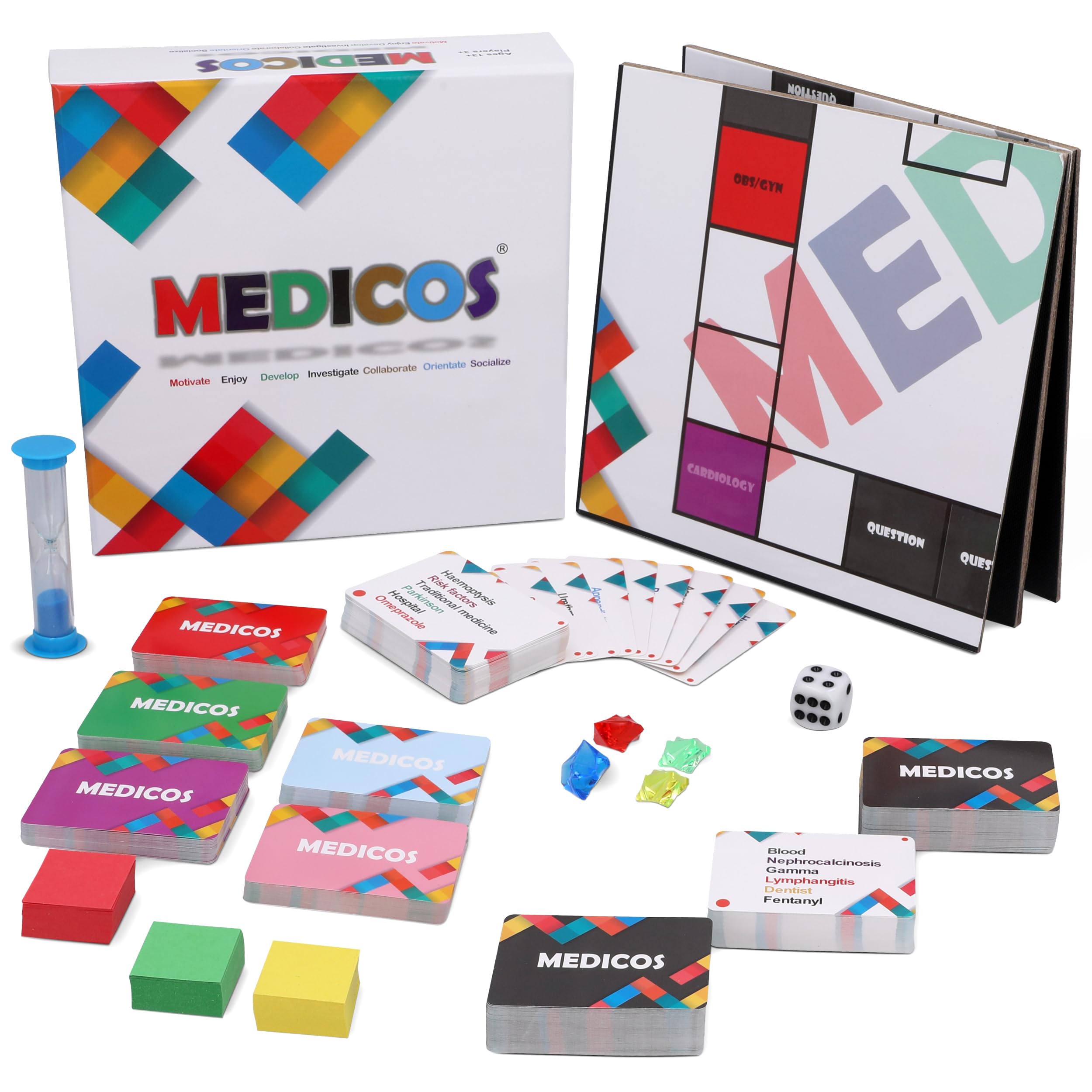 Medicos Medical Terminology Board Game - 364 Flashcards Covering 2000+ Terms | Fun & Educational Game for Medical Students, Nurses, Doctors | Ages 13+, 3+ Players