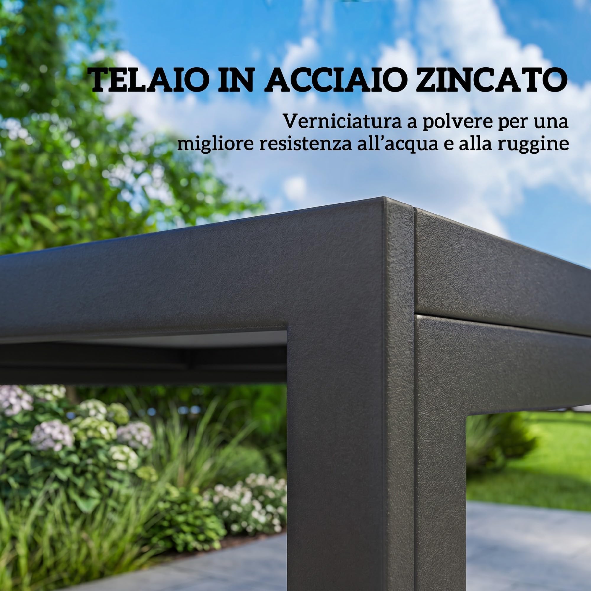 Outsunny Set Tavolo e Sedie da Giardino 7 Pezzi Nero
