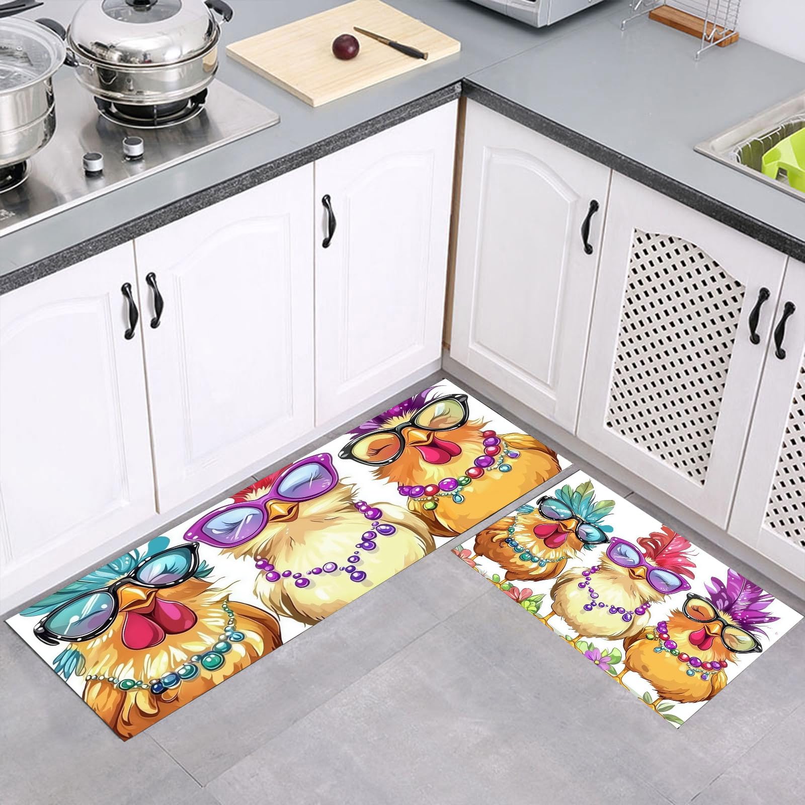 Almohadillas de cocina vistosas de 43x75 y 43x150cm con sistema lavables a máquina