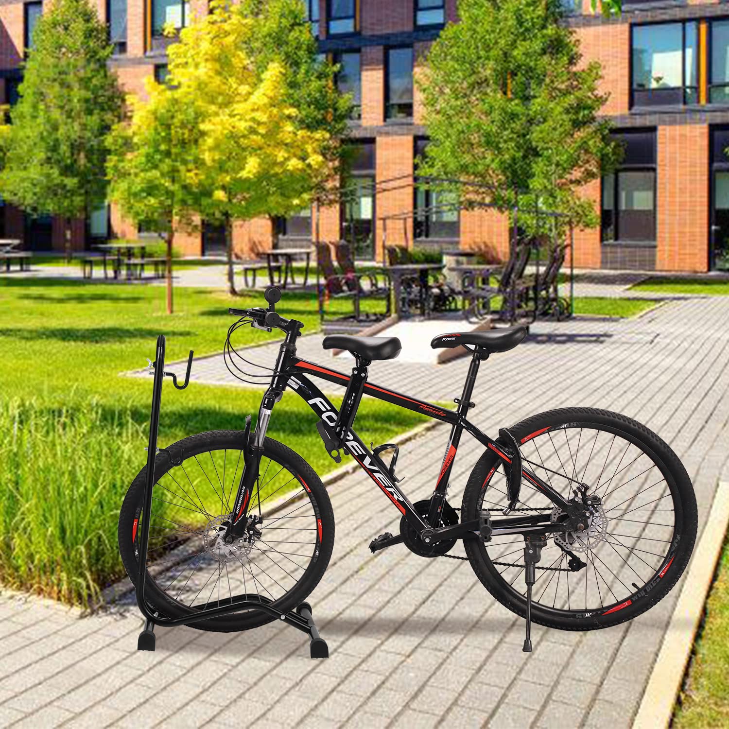 Soporte para bicicletas 3 en 1, soporte de mantenimiento para bicicletas ajustable en altura con suspensión horizontal y vertical, antideslizante, soporte de hasta 7 cm para bicicletas de
