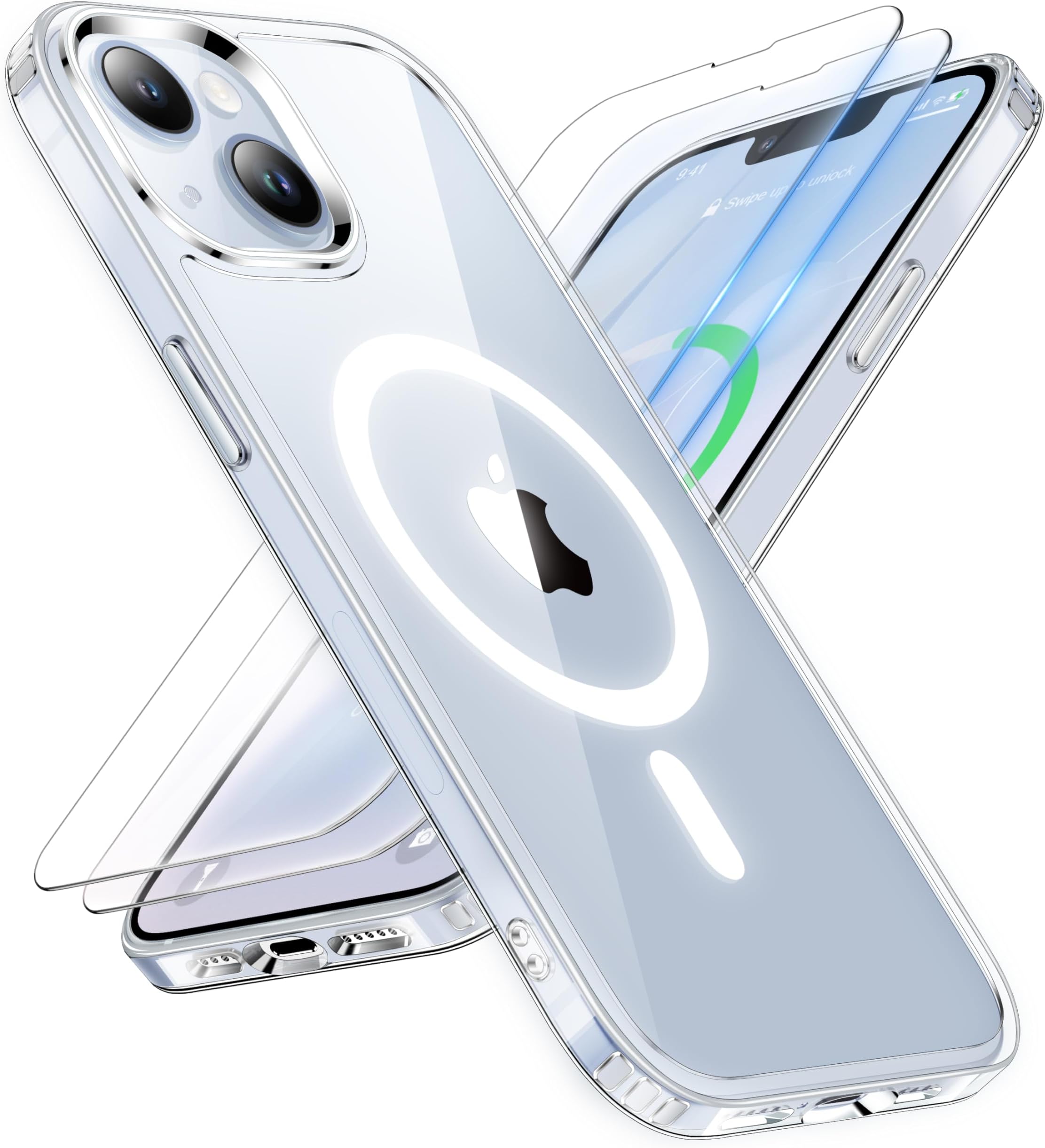 POUR APPLE IPHONE 15 PRO MAX VERRE TREMPÉ + COQUE TRANSPARENT PROTECTION TPU LCD EUR 5,75