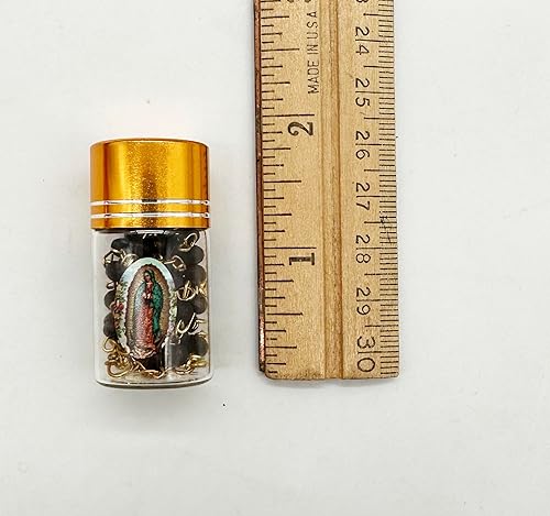 Miniatura 6 de RBN 12 cuentas de vidrio perfumadas con diseño de Nuestra Señora Guadalupe Virgen María, rosario de madera, bautismo, recuerdo de fiesta, recuerdos,