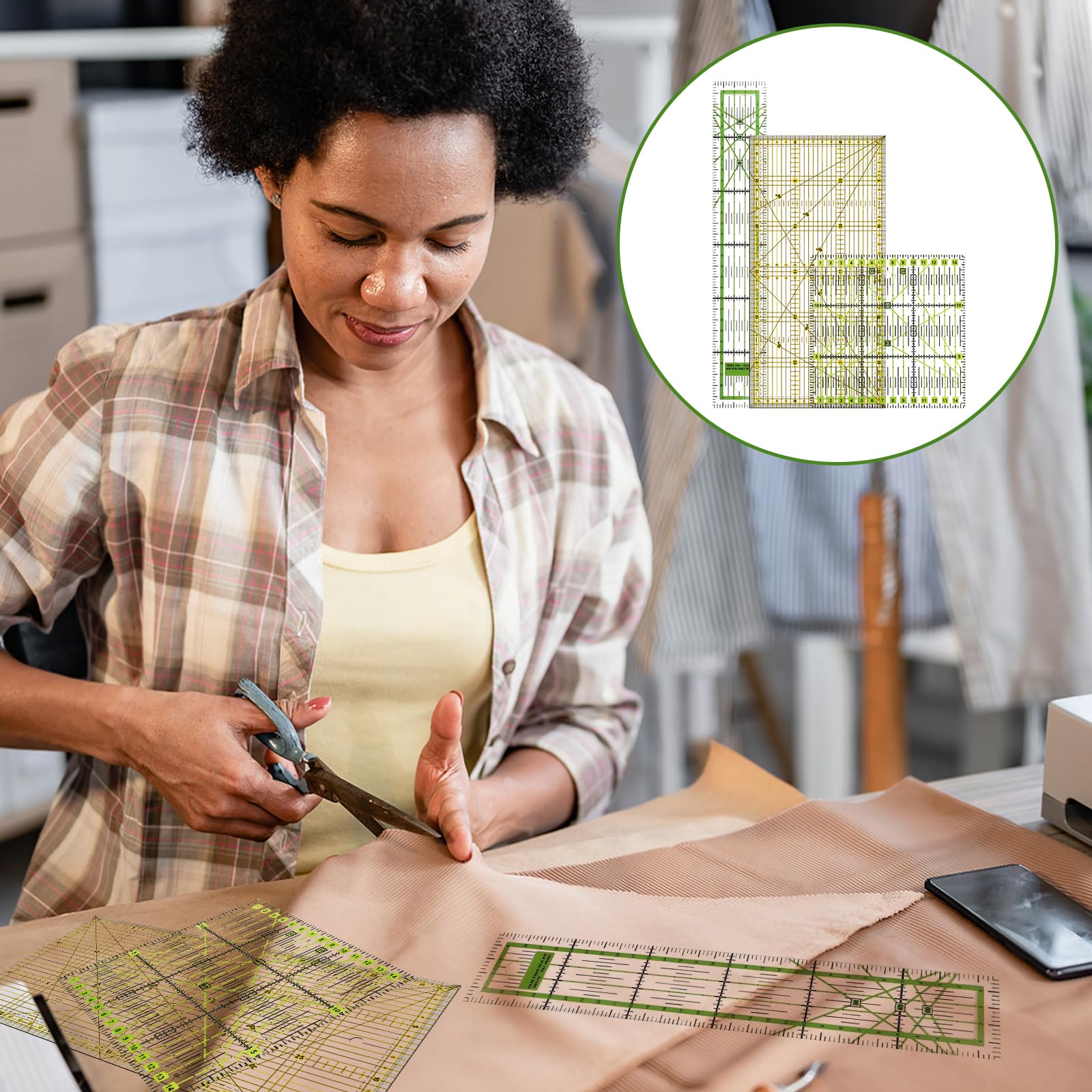 3 Sewing Ruler - Scale per Cucire - Righello per Sarti - Adatto A Una Varietà di Forme Artigianali, Ampiamente Utilizzate In Trapunti, Misurazioni, Motivi di Cucito, Dipinti E Mestieri