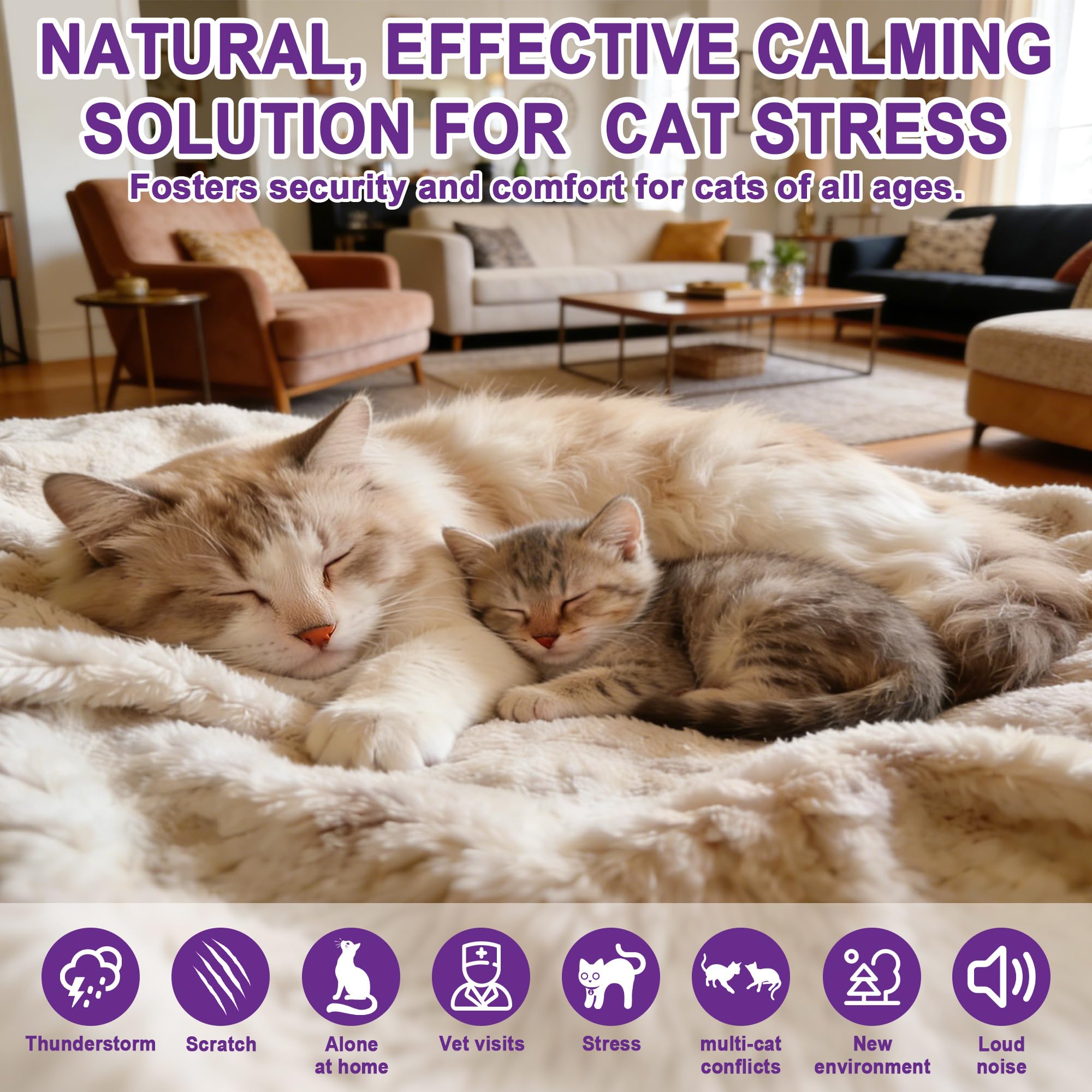 6 In 1 Katze Pheromon Beruhigende Diffusor, Pheromon Diffusor für Katzen, Angst lindern, Helfen, Kämpfe zu reduzieren, Sprühen & Kratzern, Drogenfrei & Geruchlos Sicher (2 Stecker + 4 Refills) 120 Tag