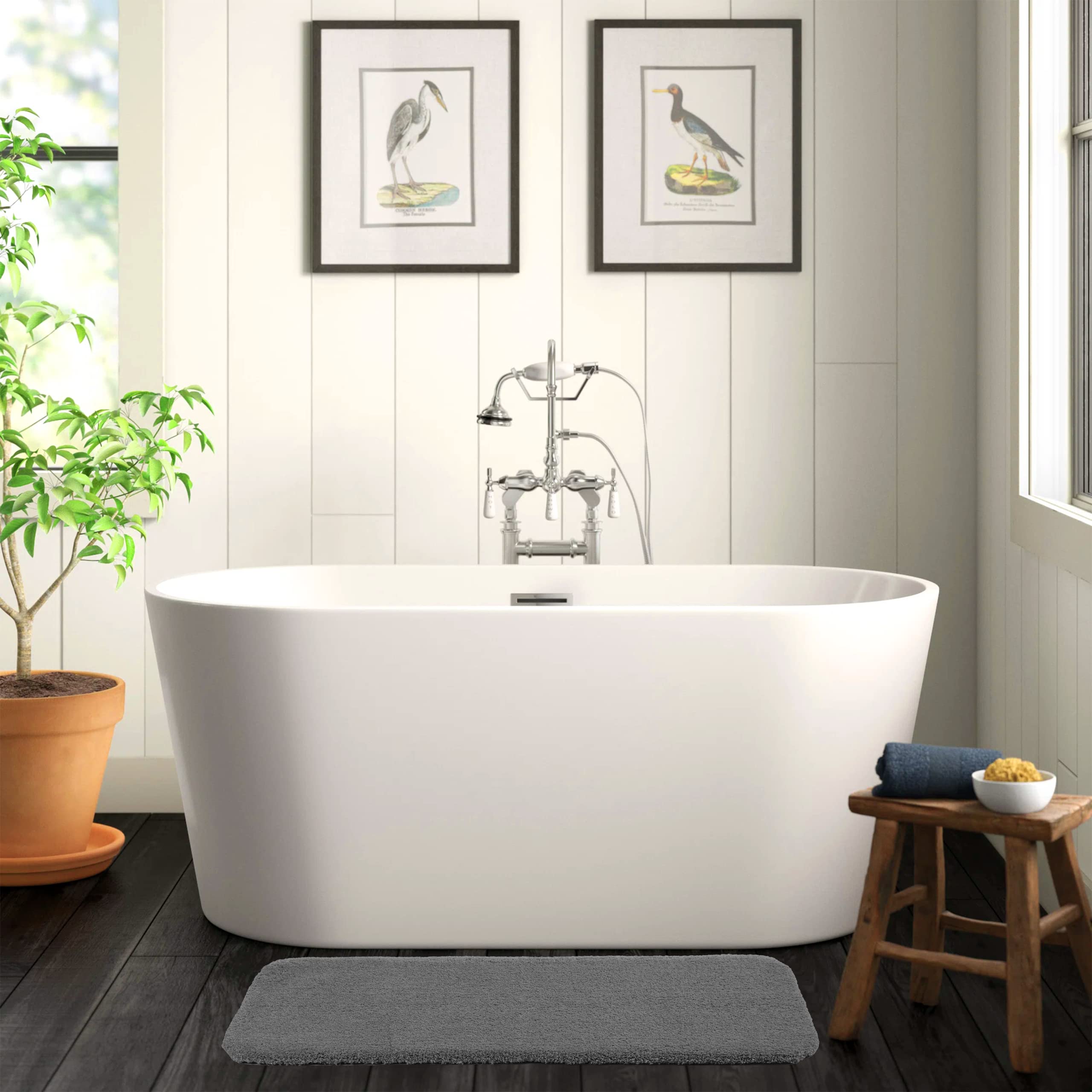 Alfombra de baño ultra gruesa y larga antideslizante, altamente absorbente, alfombra de baño para baño, alfombra de noche súper suave de microfibra, 50 x 178 cm, gris oscuro