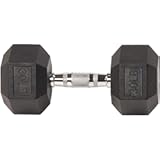 Fitvids Rubber Encased Hex Dumbbell, Hand Weights with Anti-Slip Cast Iron Grip for Exercise & Fitness, Weights Dumbbells Set of 2 for Strength Training, 5-50 LBS Pair