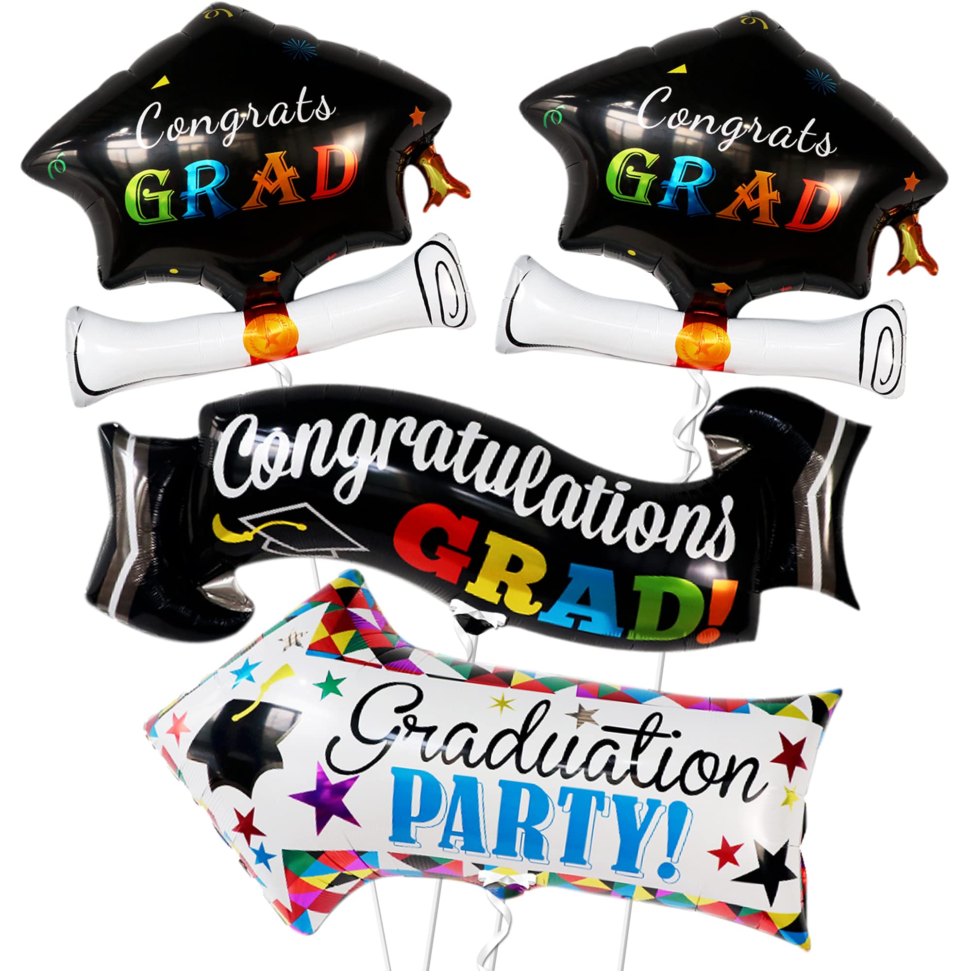 Buy Congrats Grad Graduation Balloons with Graduation Cap Balloons