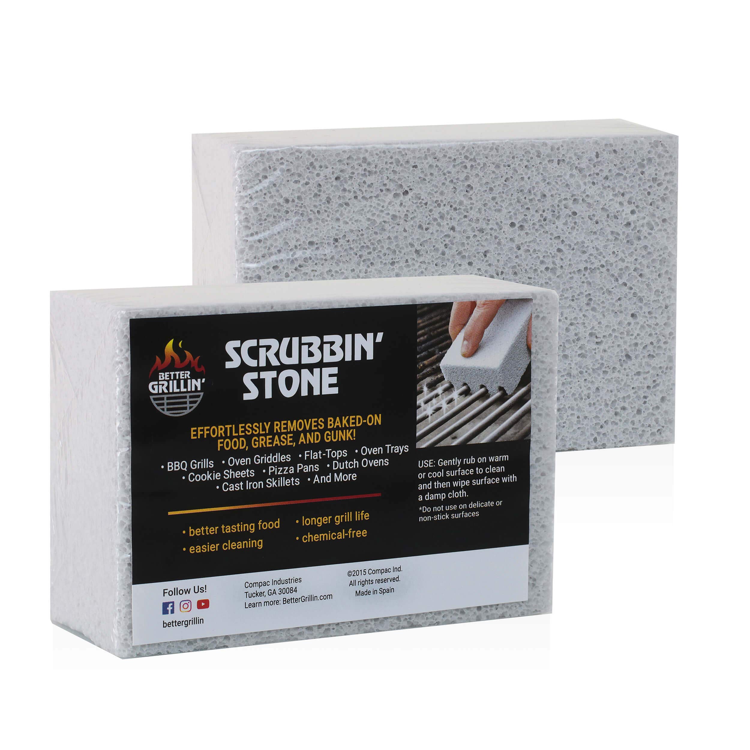 BETTER GRILLIN' Barbecue Grill Scrubbing Stone, BBQ Grill Brick Cleaner, Griddle Stone Cleaning Block, Bbq Tools, Cleaning Block for Barbeque Grill, Grill Tools for Outdoor Grill, 2 Count (23821)