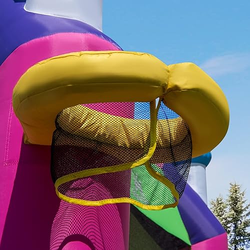 Miniatura 9 de BOUNTECH Casa inflable de rebote con cubierta superior del toldo, casa inflable para niños con tobogán y pozo de pelotas para interiores y