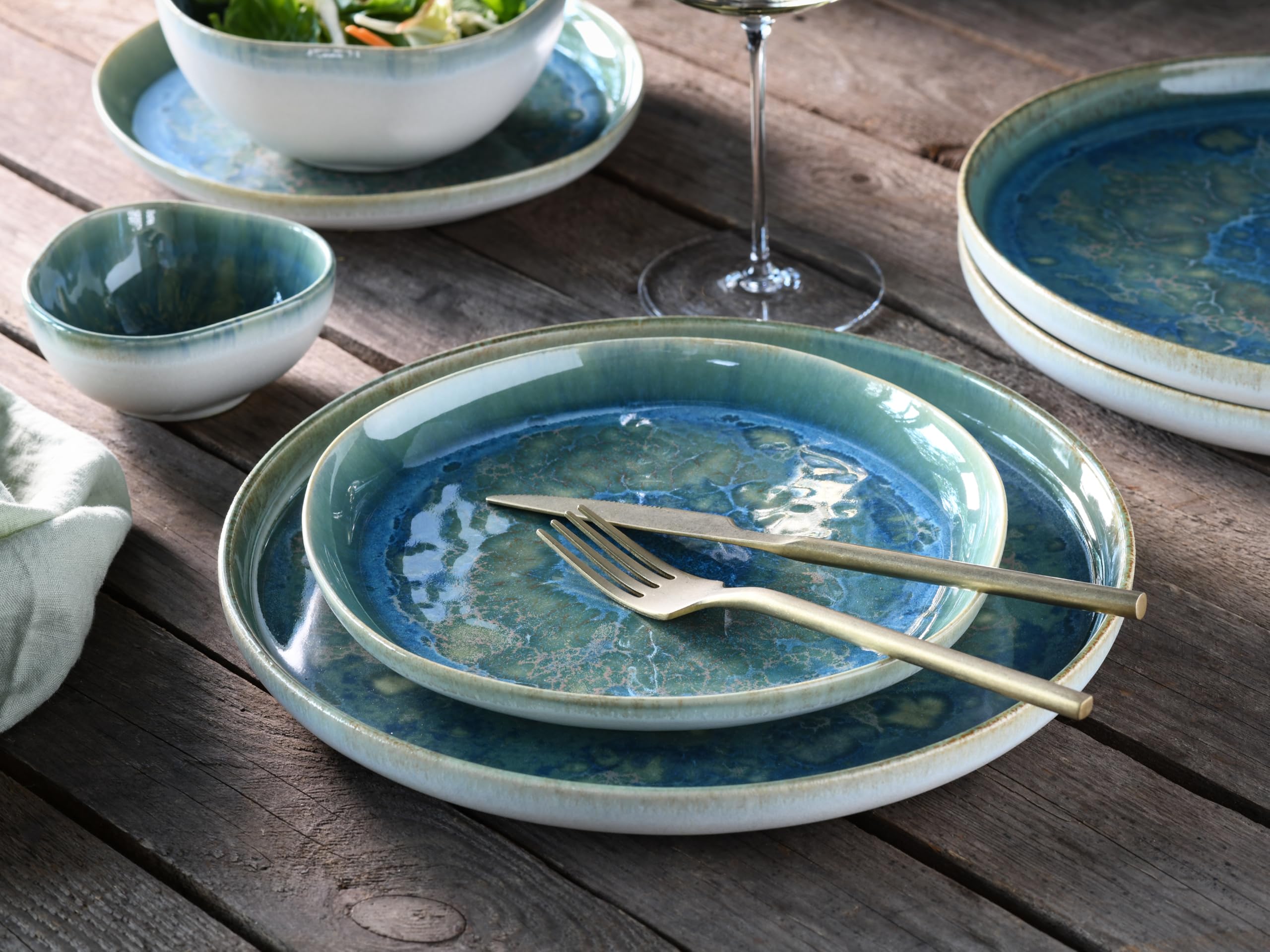 Image secondaire de Ensemble de Vaisselle Yuki 12 Pièces en Grès - Élégance Naturelle