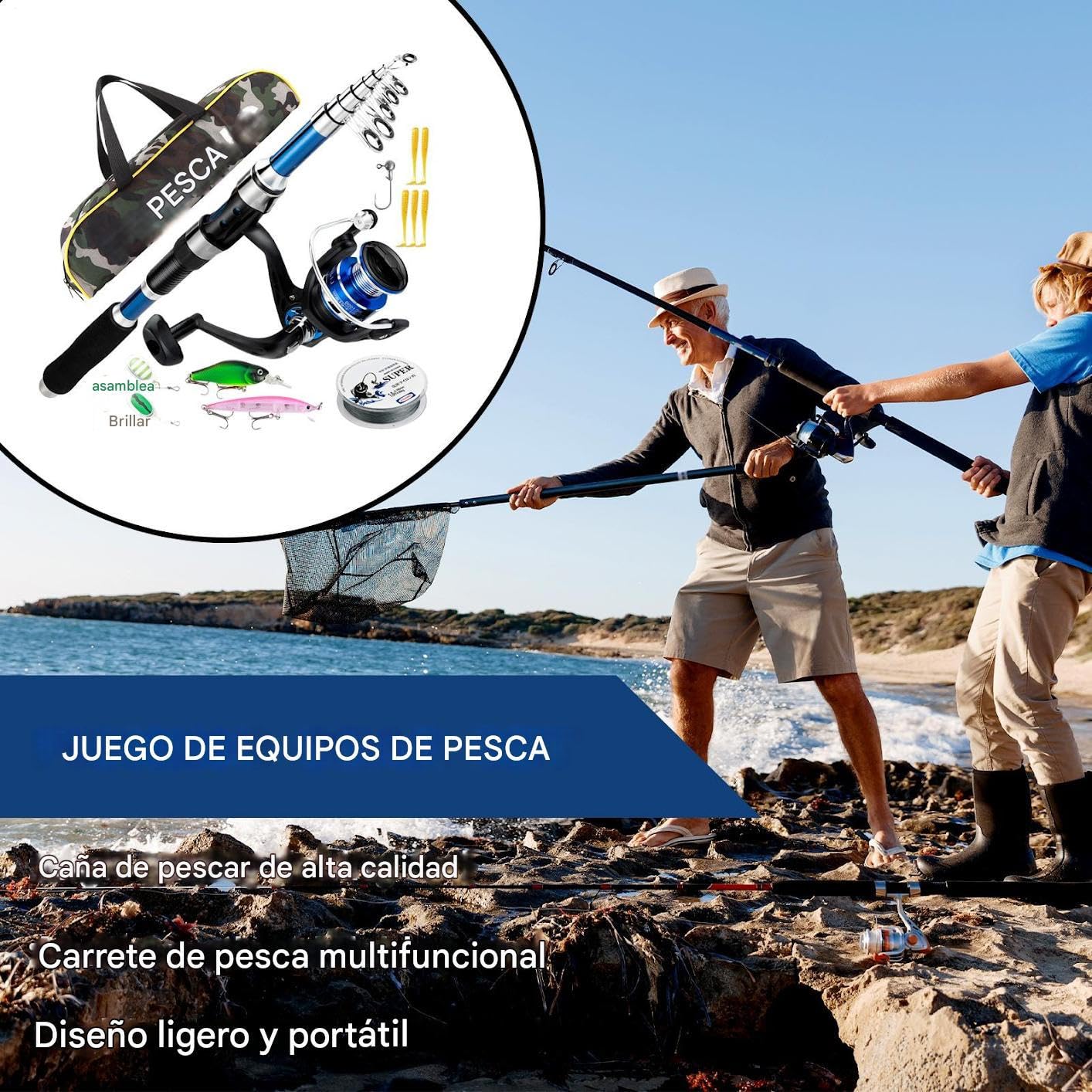 Combo Canna e Mulinello da Pesca - Combo di Canna e Mulinello Attrezzatura Completa,Kit Esche Attrezzatura Esterna Uomo Principiante Pescatori