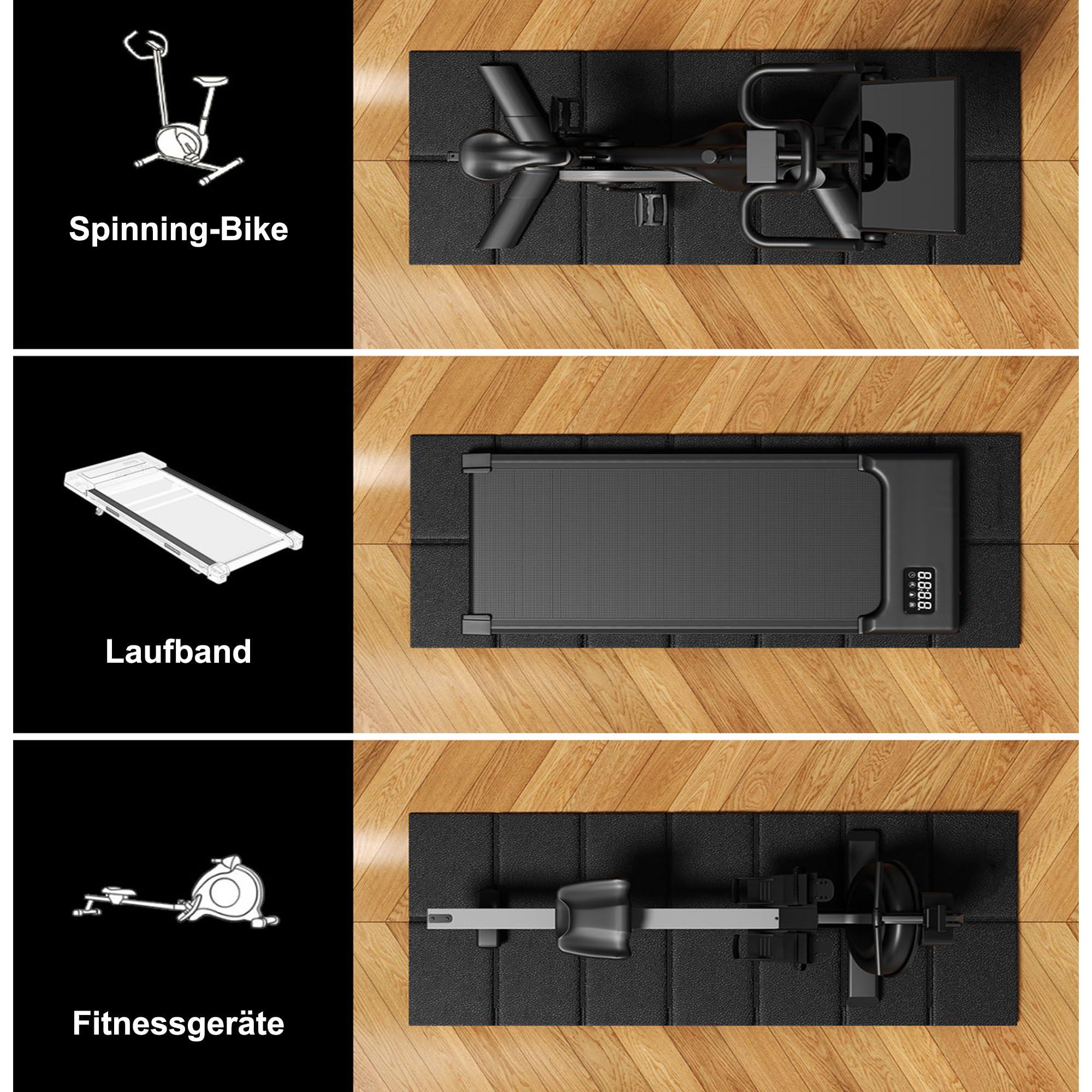 Laufbandmatte, Bodenschutzmatte 140x60 cm Faltbar, Hochdichte PVC zur Schalldämmung & Stoßdämpfung, Unterlage für Fitnessgeräte wie Laufband, Heimtrainer, Cross-Trainer
