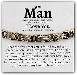 Love You This Much Steel Twist Bracelet for Him - Birthday & Wedding Gift for Husband, Boyfriend, or Fiance