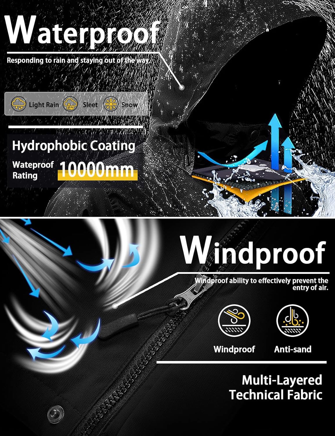 Vista 4 de GEMYSE - Chaqueta de esquí y nieve para mujer diseño impermeable y resistente al viento para invierno