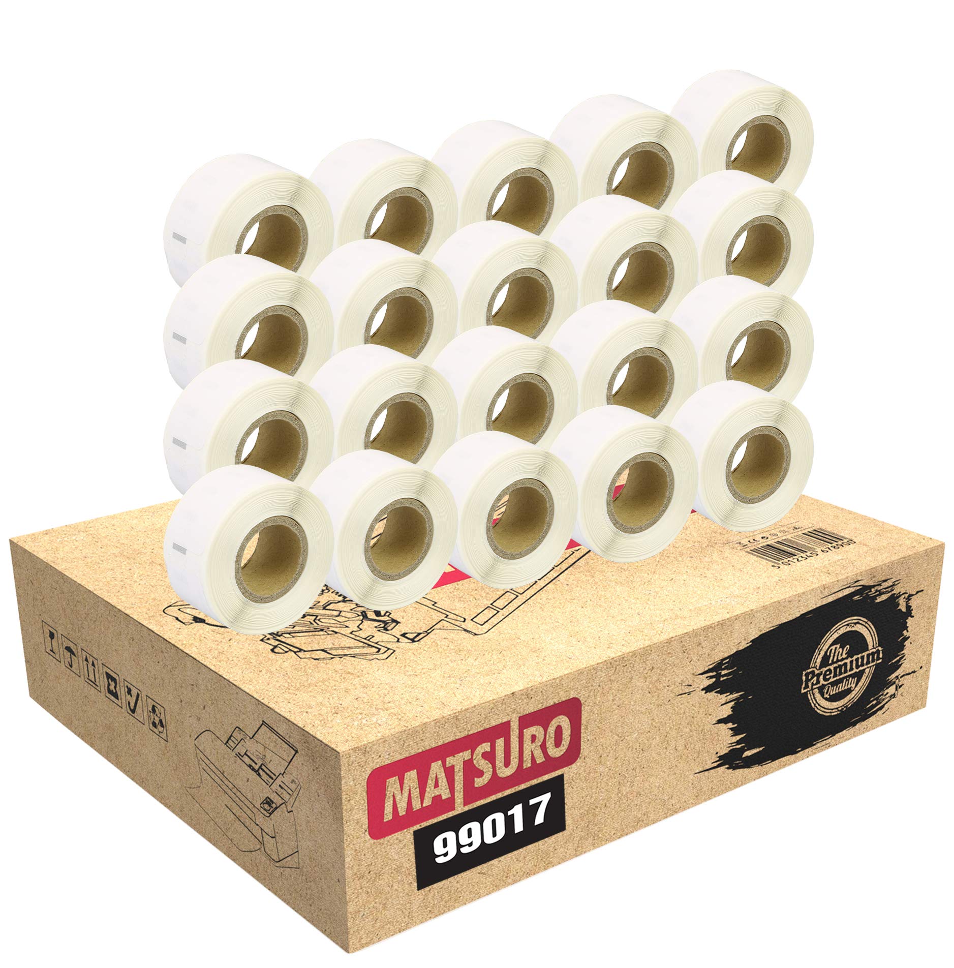 Originale | Compatibles Rouleaux Étiquettes Remplacement pour DYMO 99017 S0722460 (50 mm x 12 mm | 220 Étiquettes par Rouleau | 20 PACK)