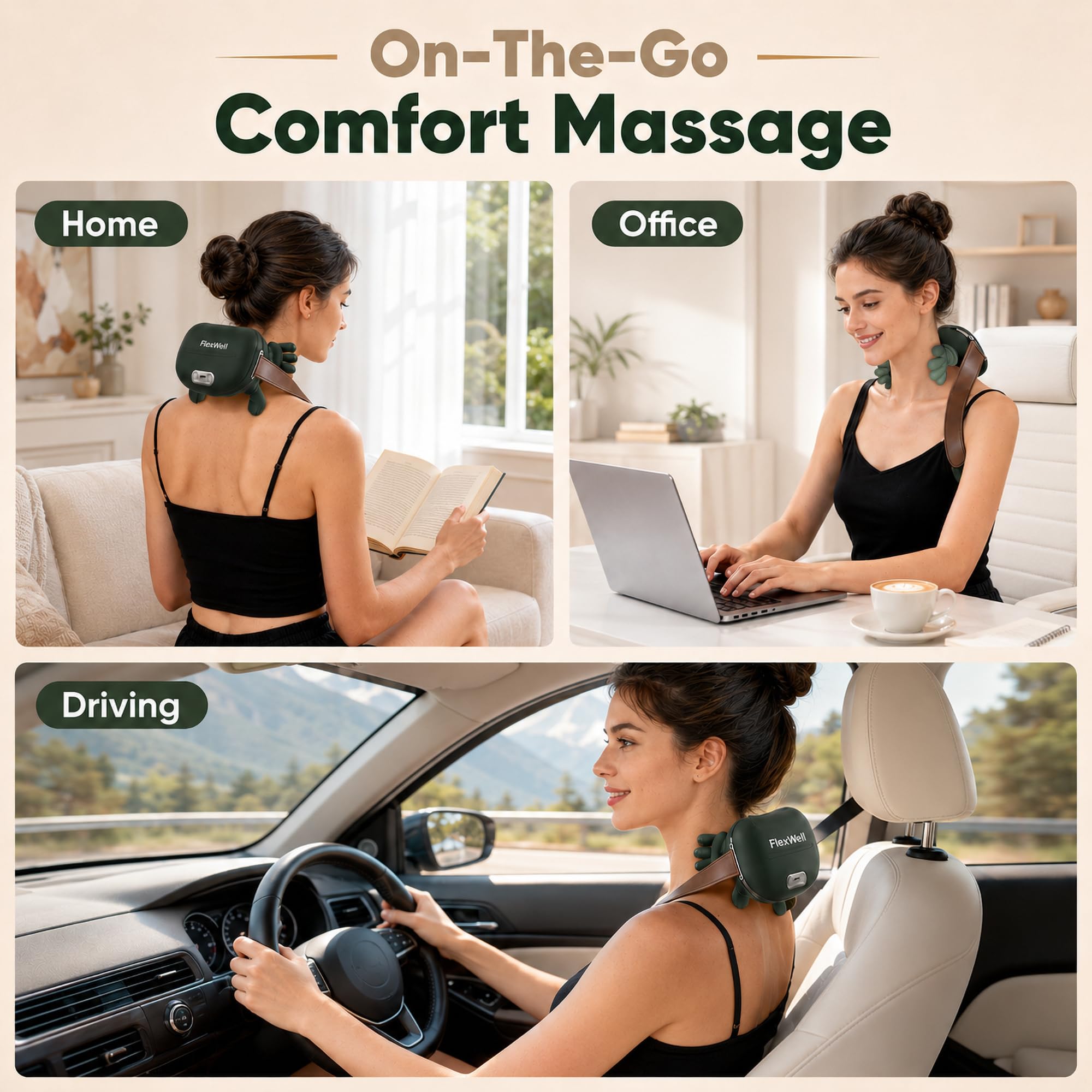 Masajeador de cuello para aliviar el dolor, Shiatsu 4D, masajeador de cuello y hombros, masajeador biónico de cuello y hombros con amasamiento de manos, masajeador con manos pequeñas para el